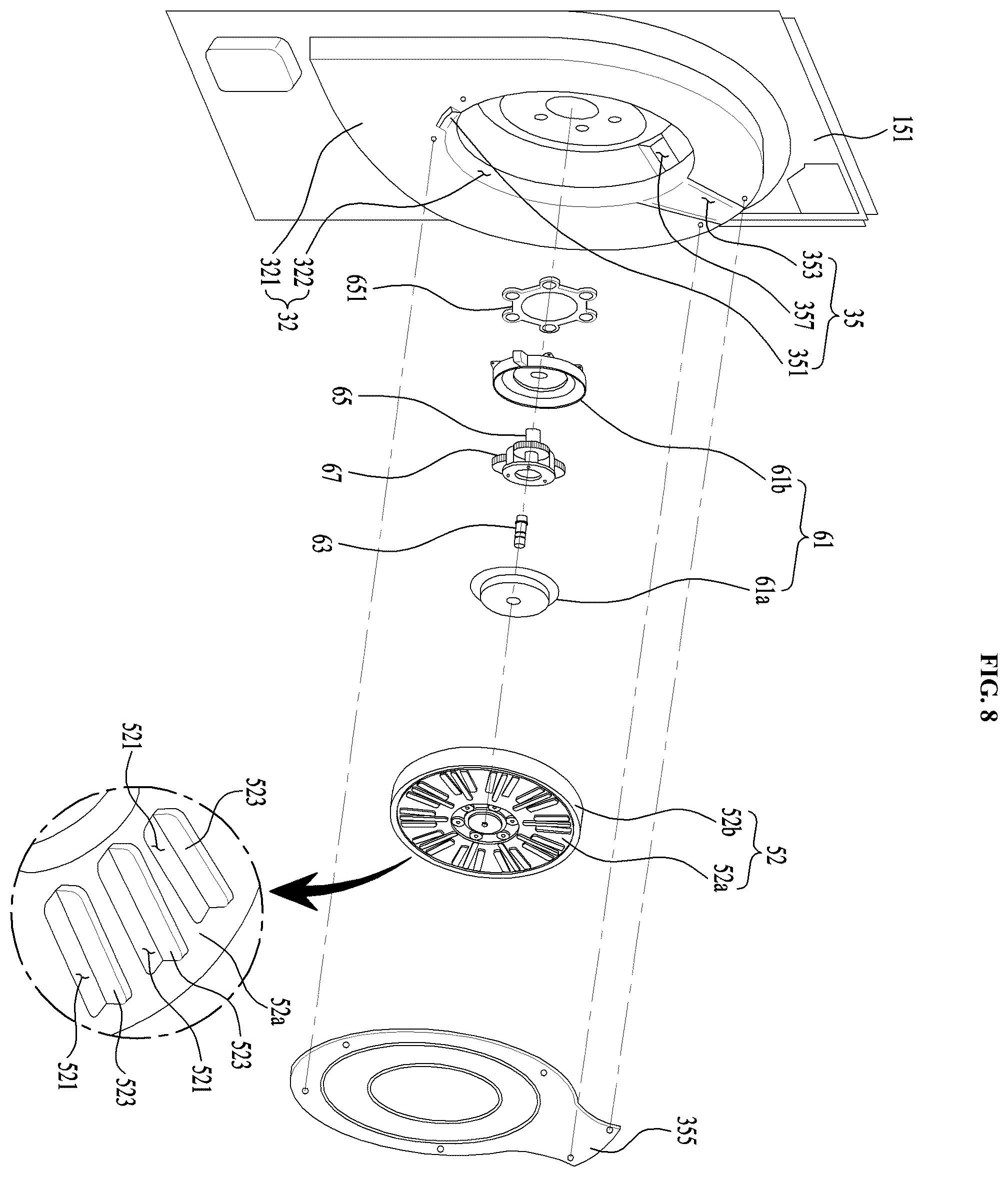 Patent US12139838 Figure 8 – Apparatus for treating laundry