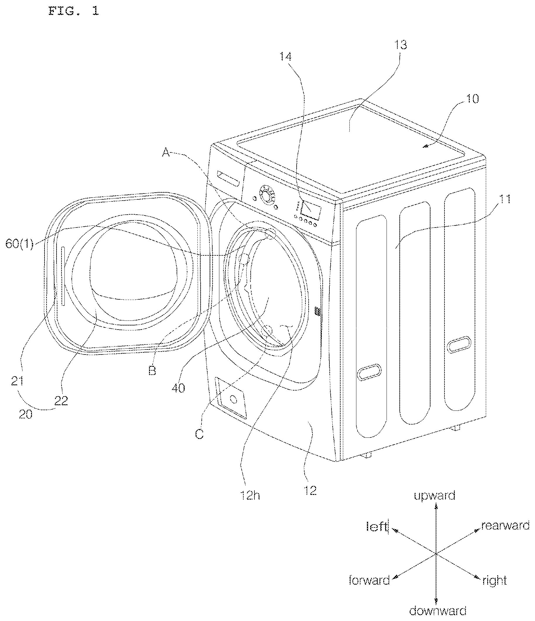 Patent US12139841 Figure 1 – Washing machine