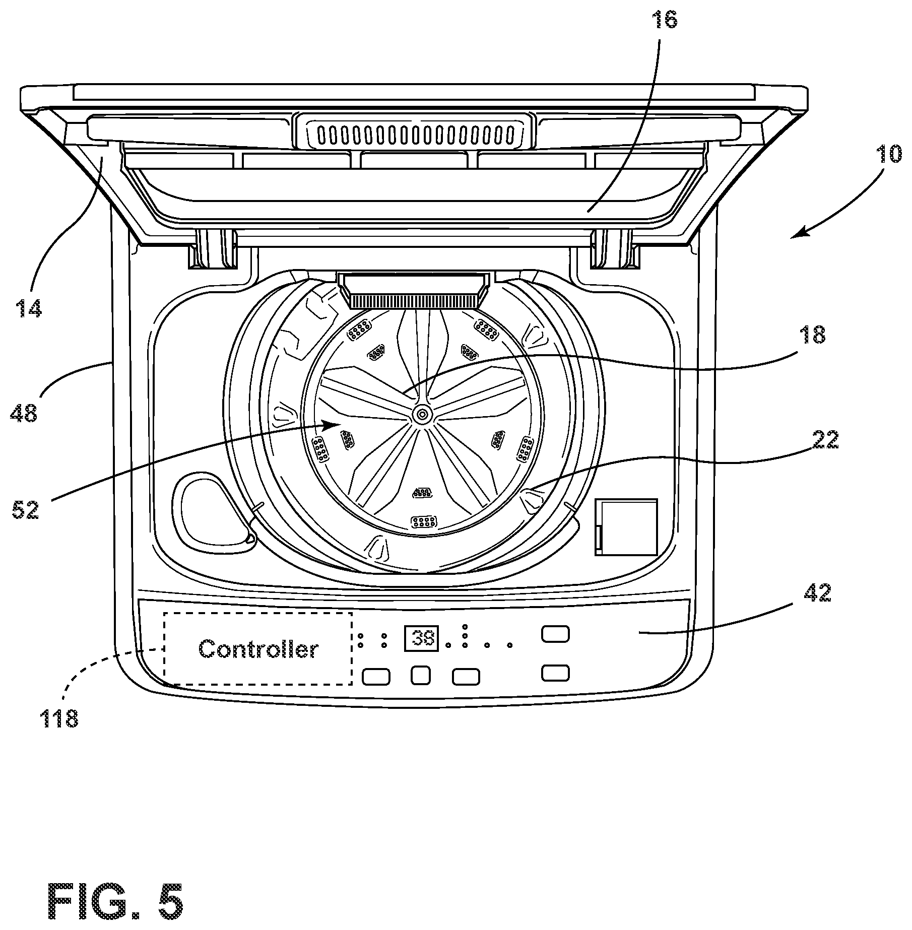 Patent US12139843 Figure 5 – Foreign substrate collector for a laundry appliance