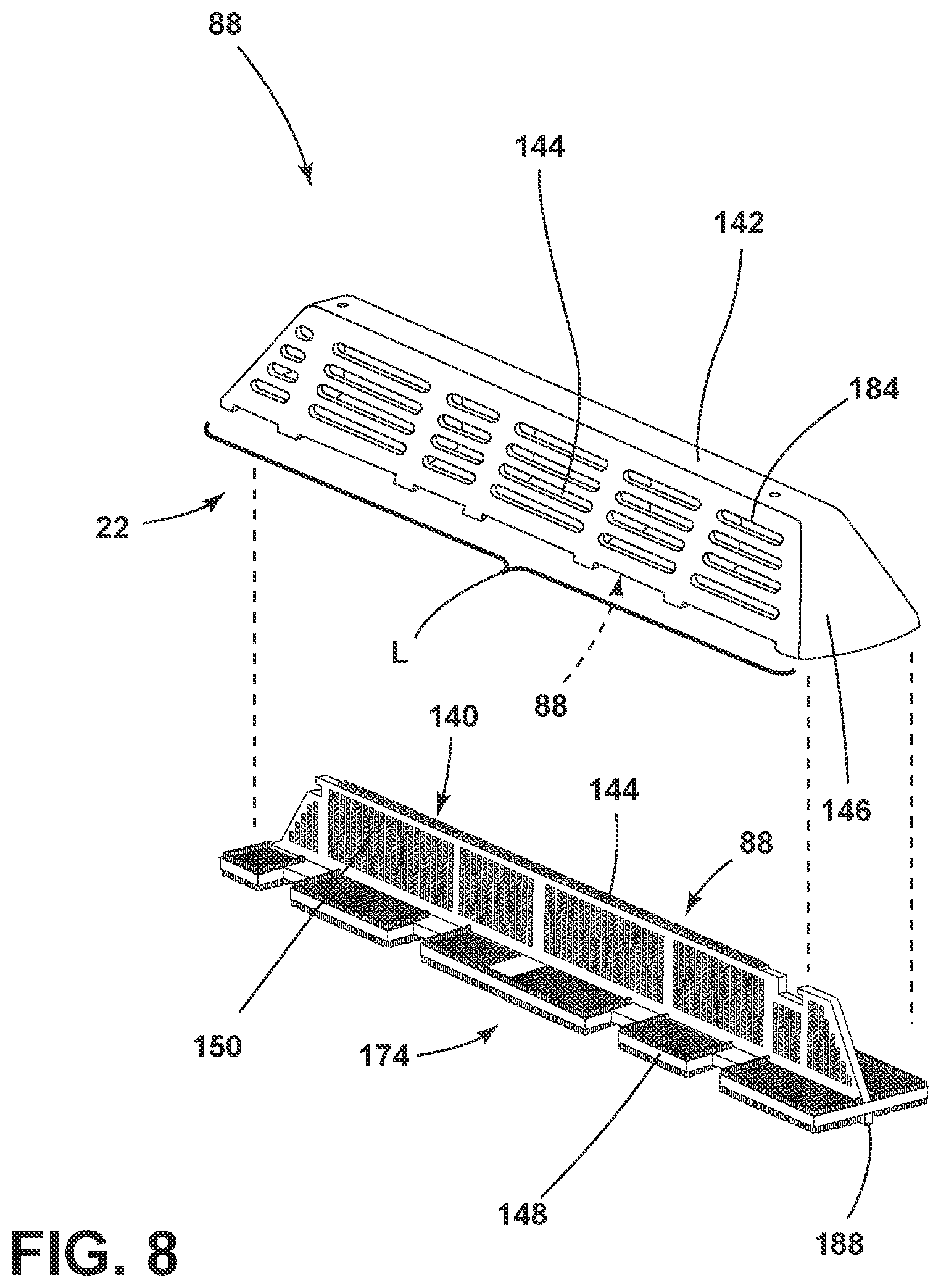 Patent US12139843 Figure 8 – Foreign substrate collector for a laundry appliance