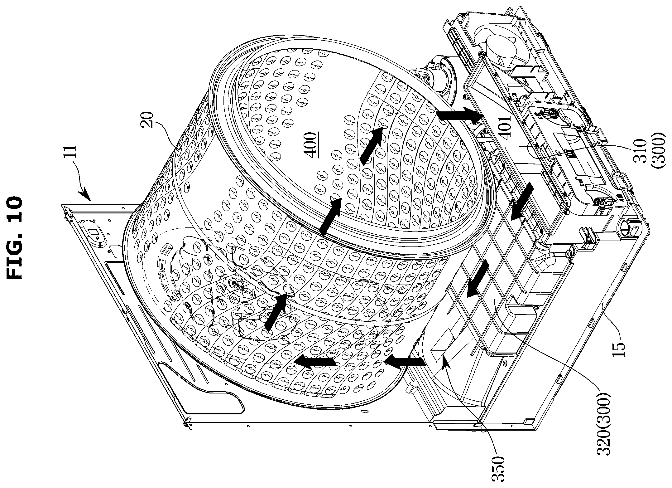 Patent US12139844 Figure 10 – Clothing dryer
