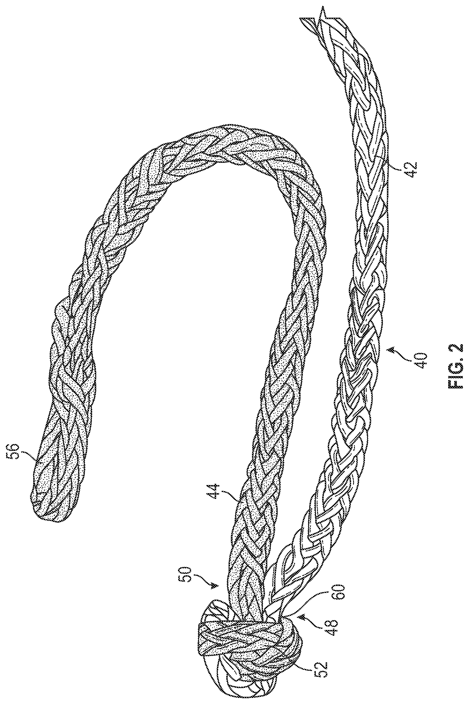 Patent US12139849 Figure 2 – Winch line for soft shackling