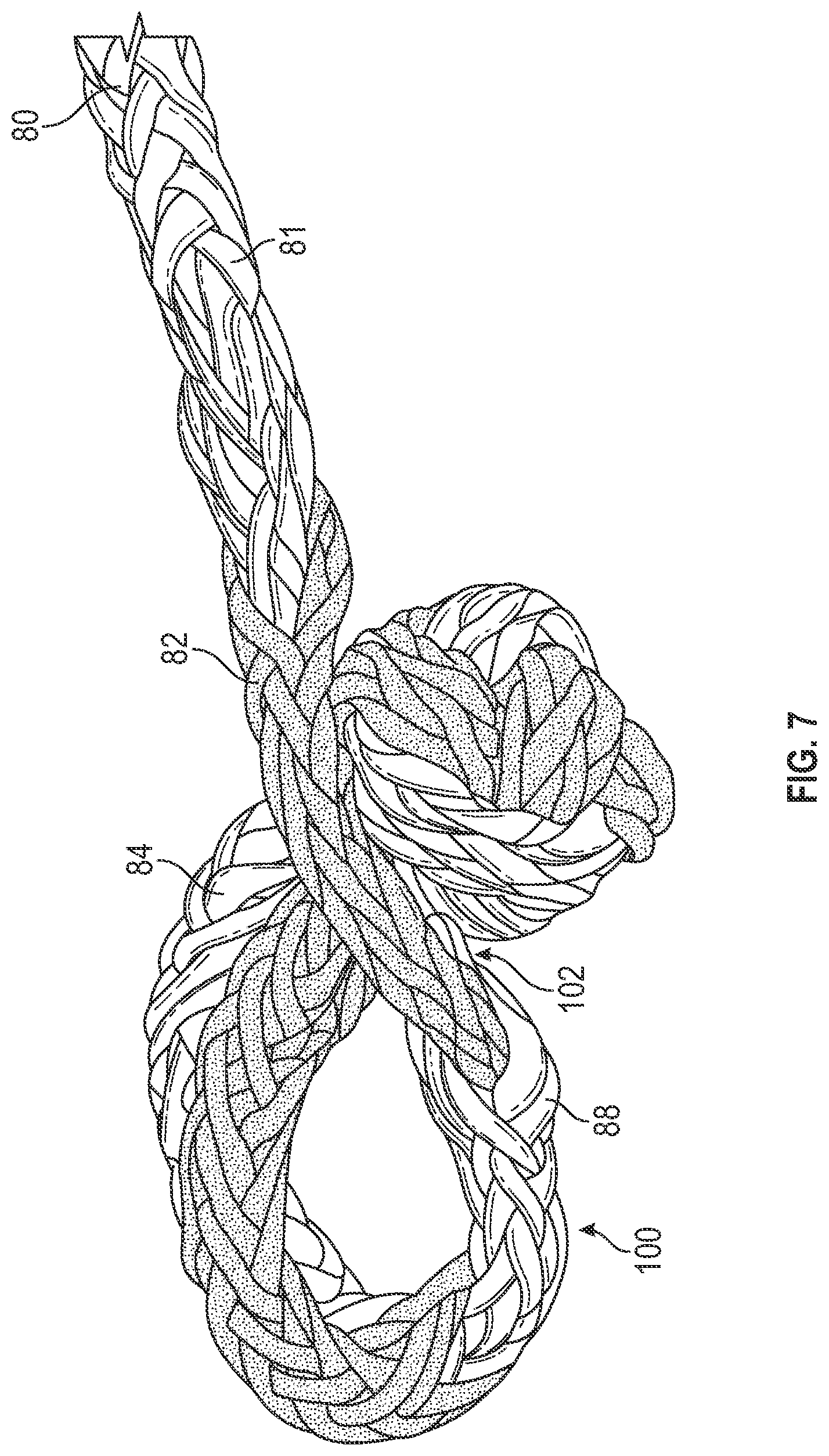 Patent US12139849 Figure 7 – Winch line for soft shackling