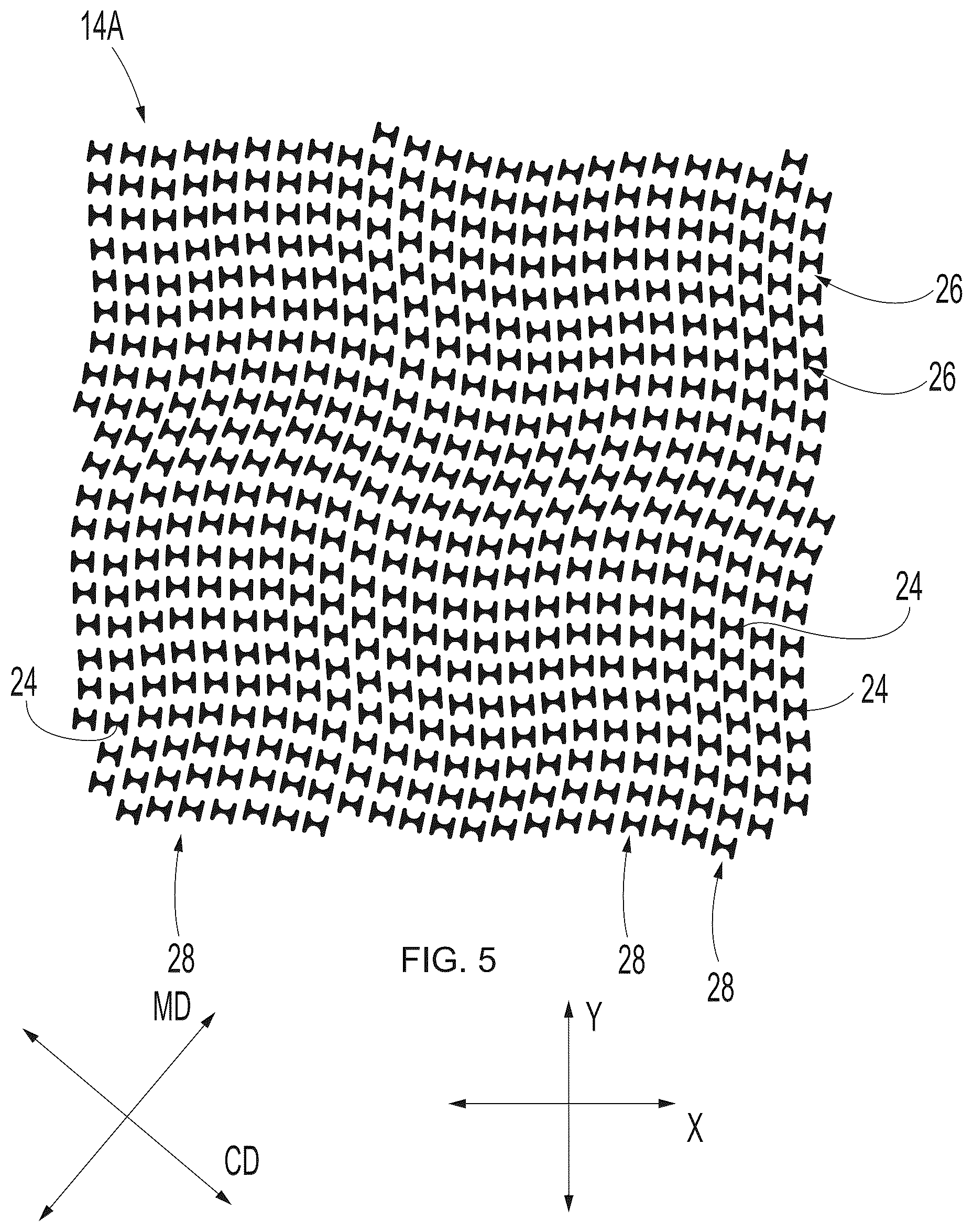 Patent US12139855 Figure 5 – Discrete cells comprising a leg and/or a concavity