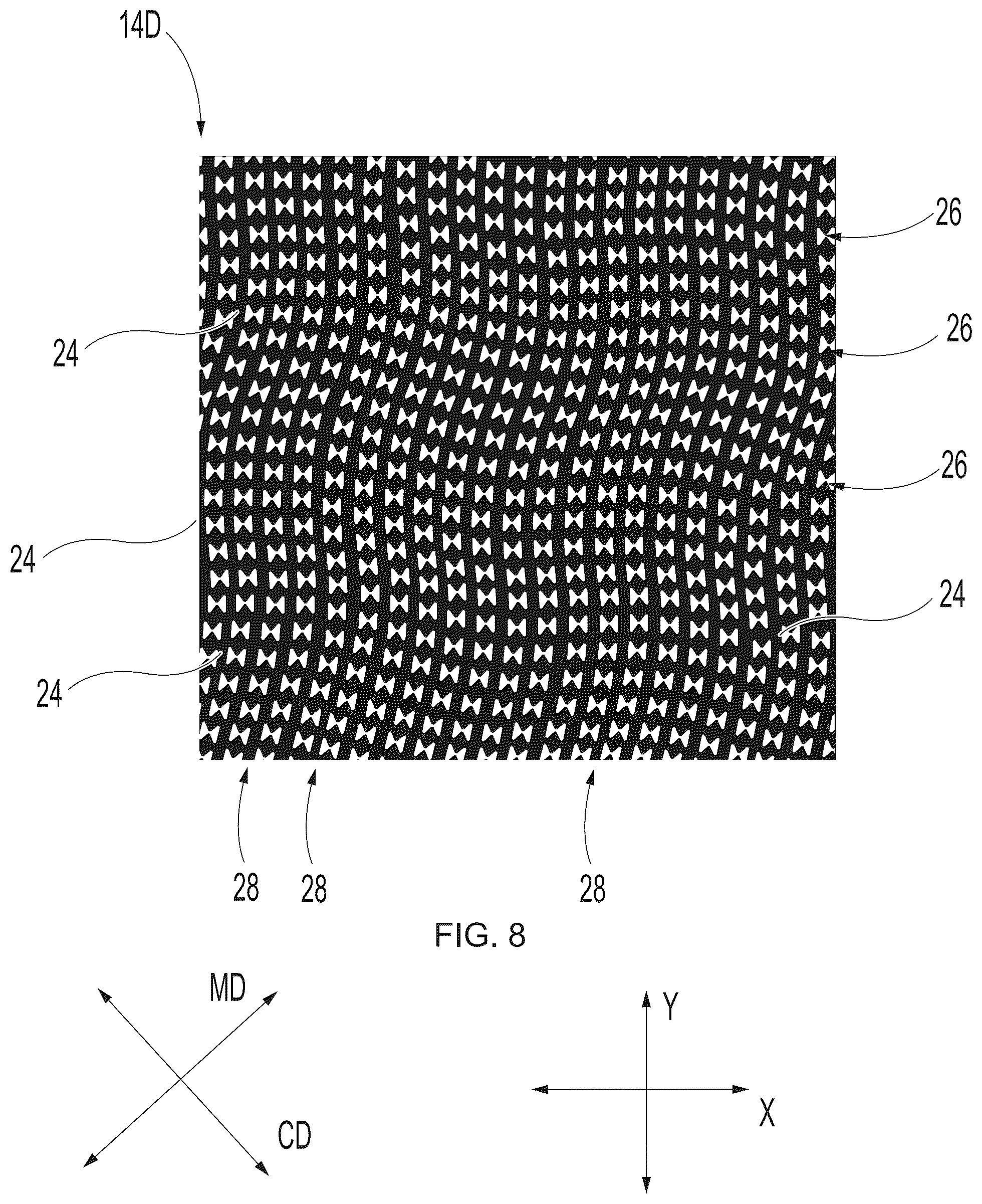 Patent US12139855 Figure 8 – Discrete cells comprising a leg and/or a concavity