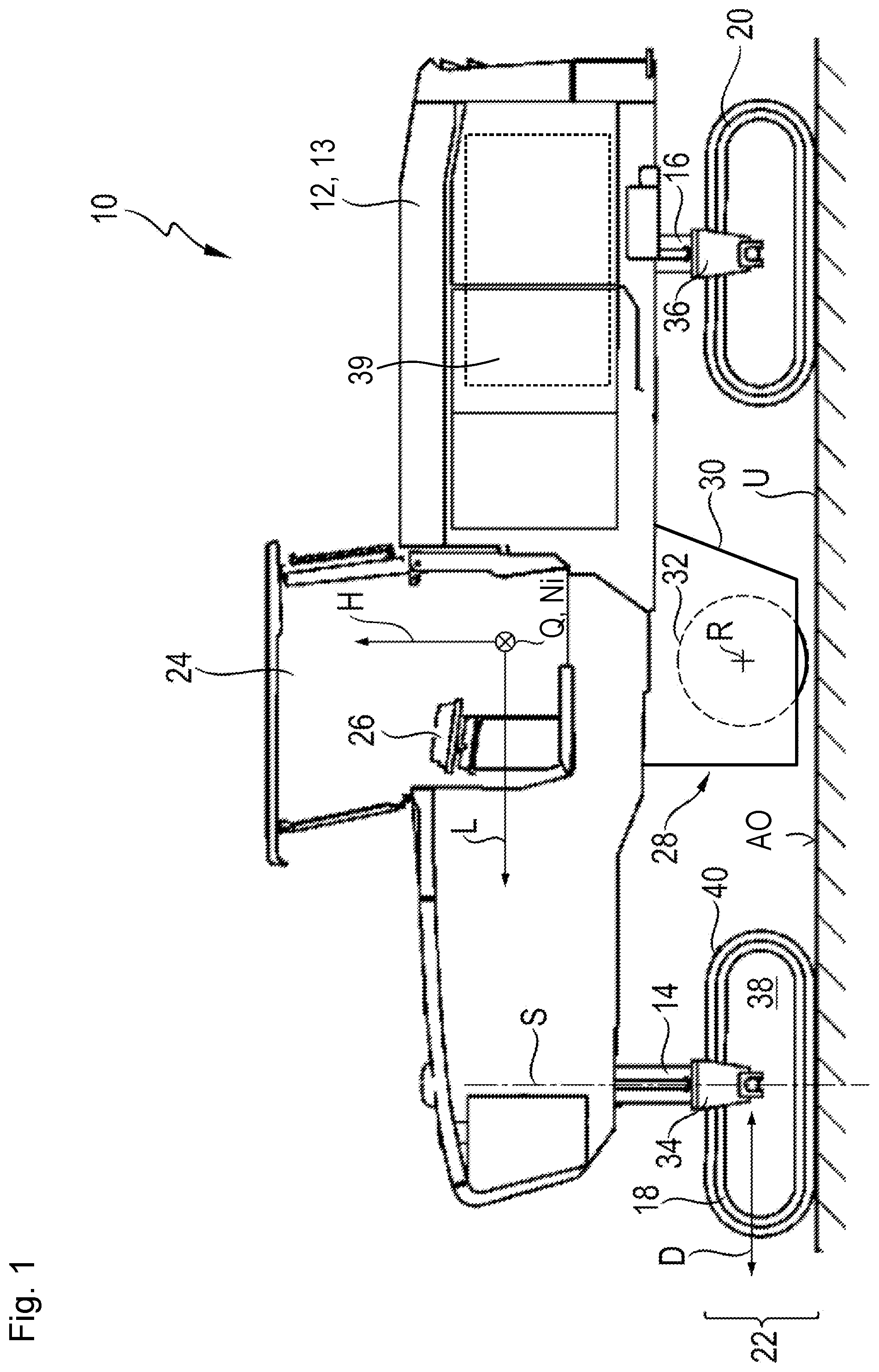Patent US12139861 Figure 1 – Earth working machine having a rotatable working apparatus axially positionally retainable with high tightening torque by means of a central bolt arrangement, and method for establishing and releasing such retention