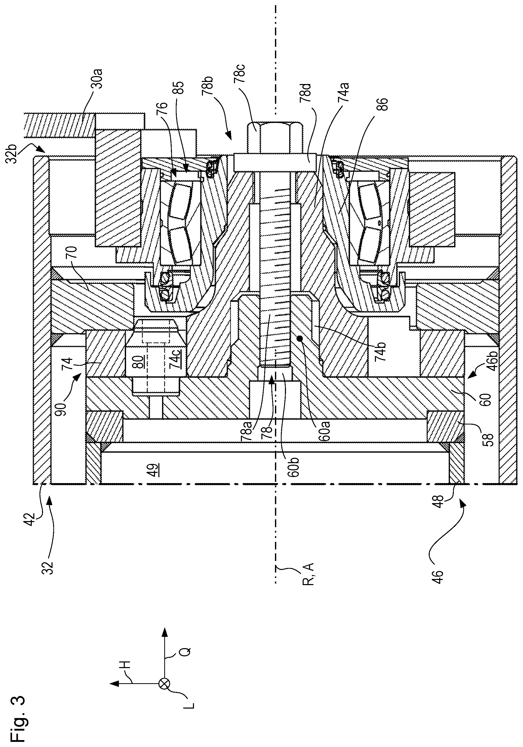 Patent US12139861 Figure 3 – Earth working machine having a rotatable working apparatus axially positionally retainable with high tightening torque by means of a central bolt arrangement, and method for establishing and releasing such retention