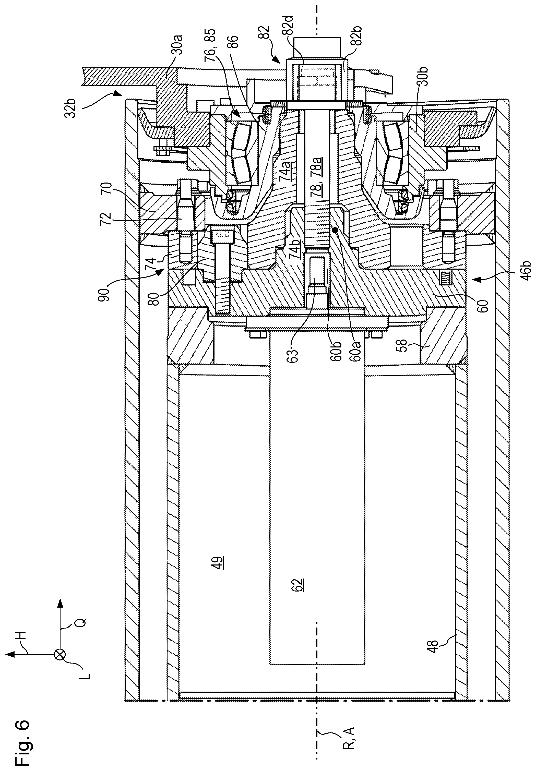 Patent US12139861 Figure 5 – Earth working machine having a rotatable working apparatus axially positionally retainable with high tightening torque by means of a central bolt arrangement, and method for establishing and releasing such retention