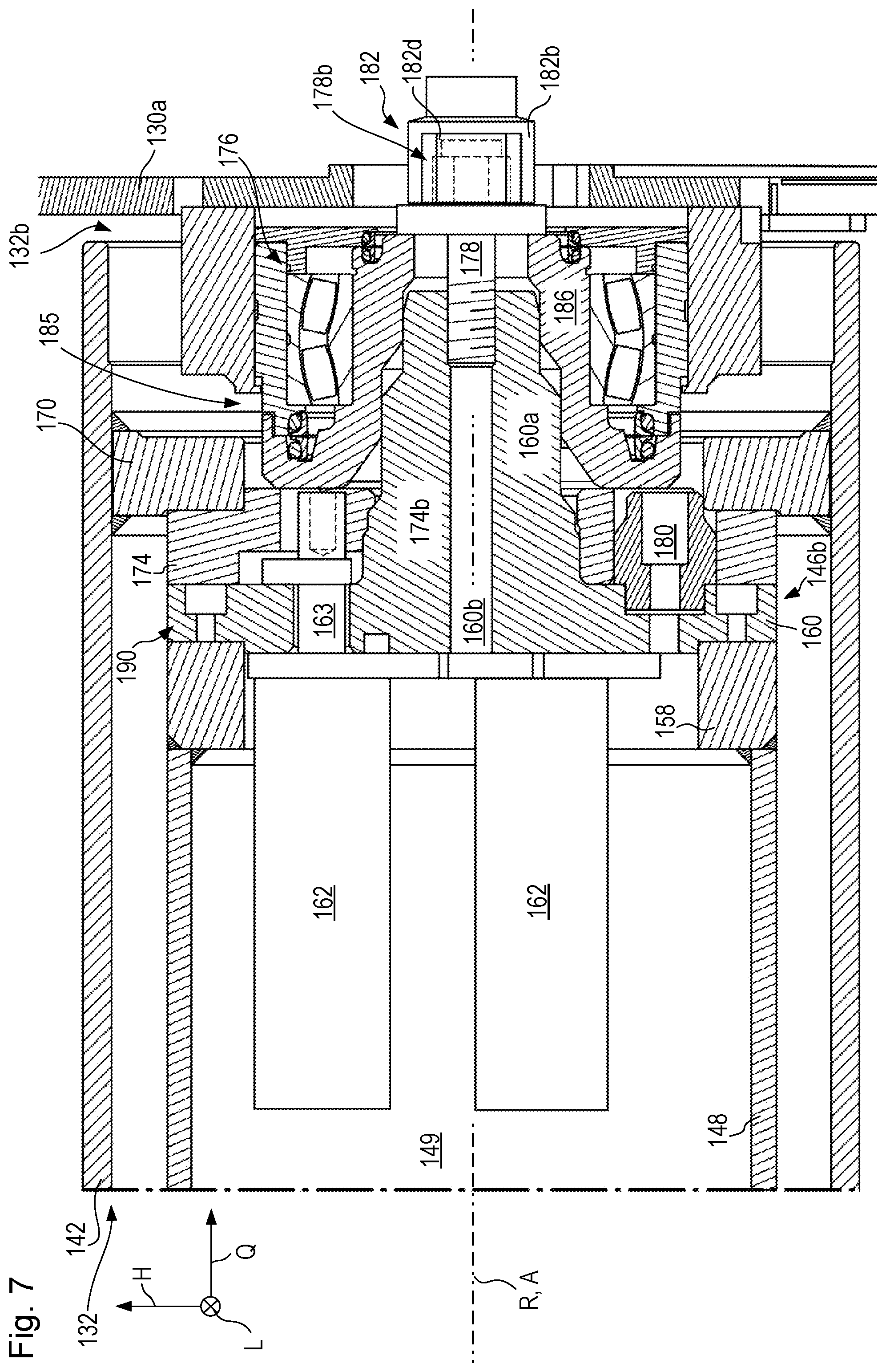Patent US12139861 Figure 6 – Earth working machine having a rotatable working apparatus axially positionally retainable with high tightening torque by means of a central bolt arrangement, and method for establishing and releasing such retention