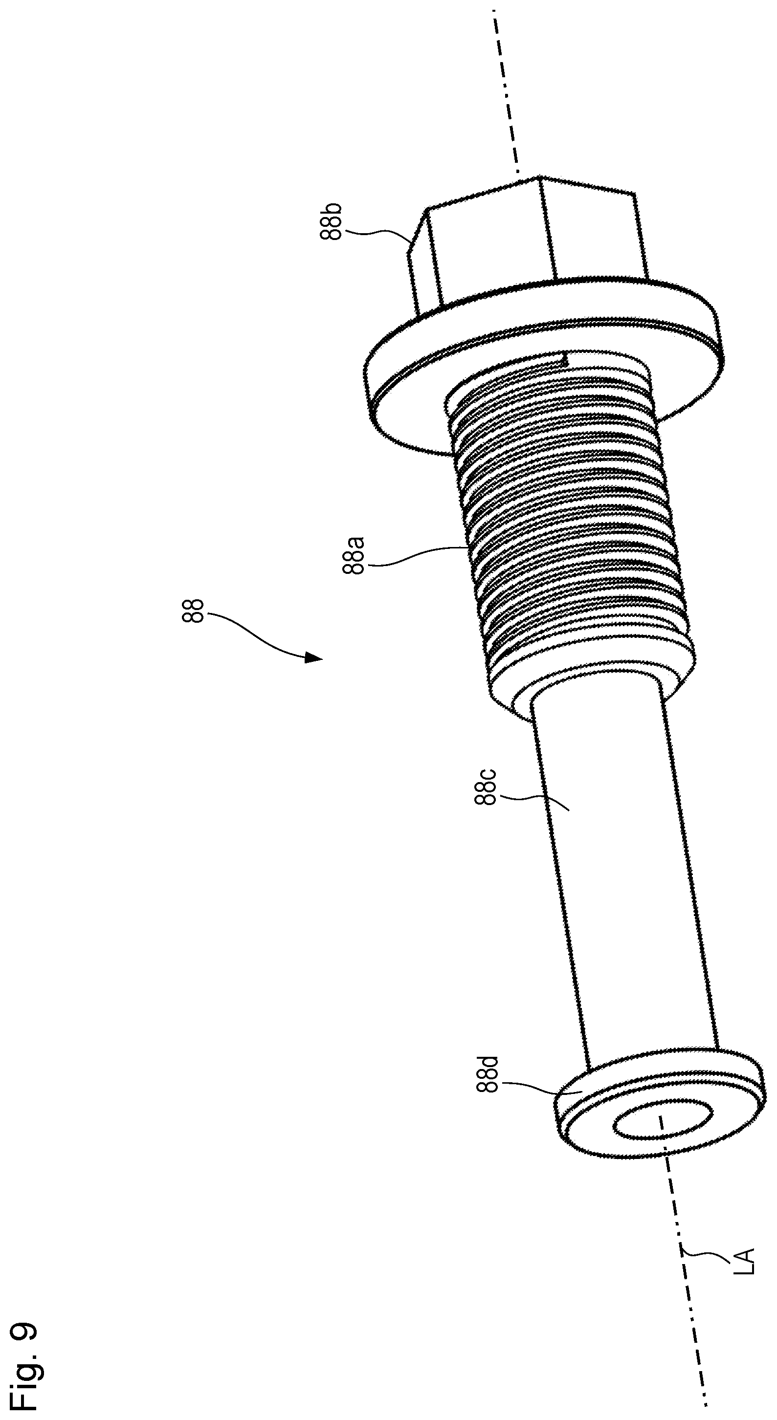 Patent US12139861 Figure 8 – Earth working machine having a rotatable working apparatus axially positionally retainable with high tightening torque by means of a central bolt arrangement, and method for establishing and releasing such retention