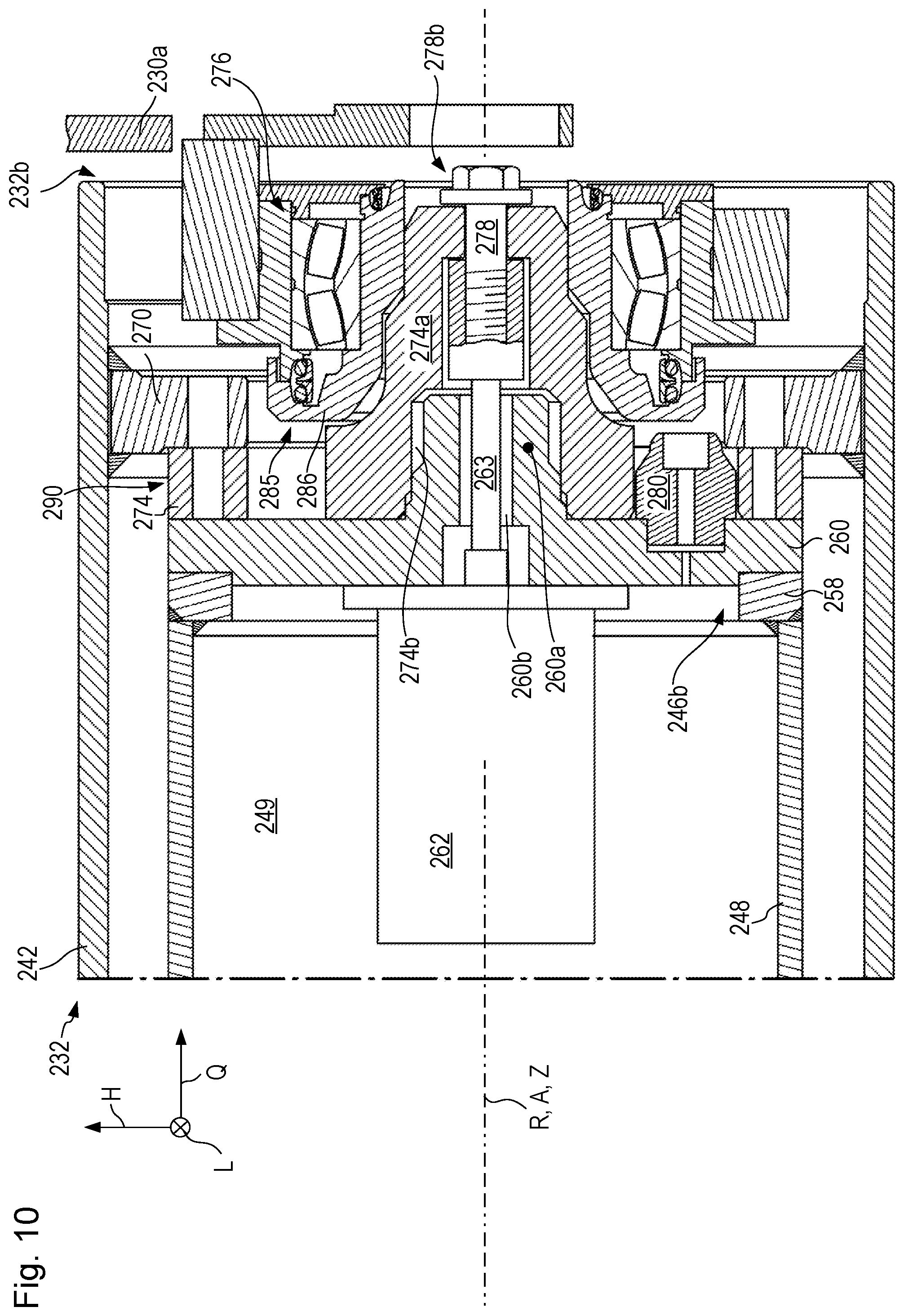 Patent US12139861 Figure 9 – Earth working machine having a rotatable working apparatus axially positionally retainable with high tightening torque by means of a central bolt arrangement, and method for establishing and releasing such retention