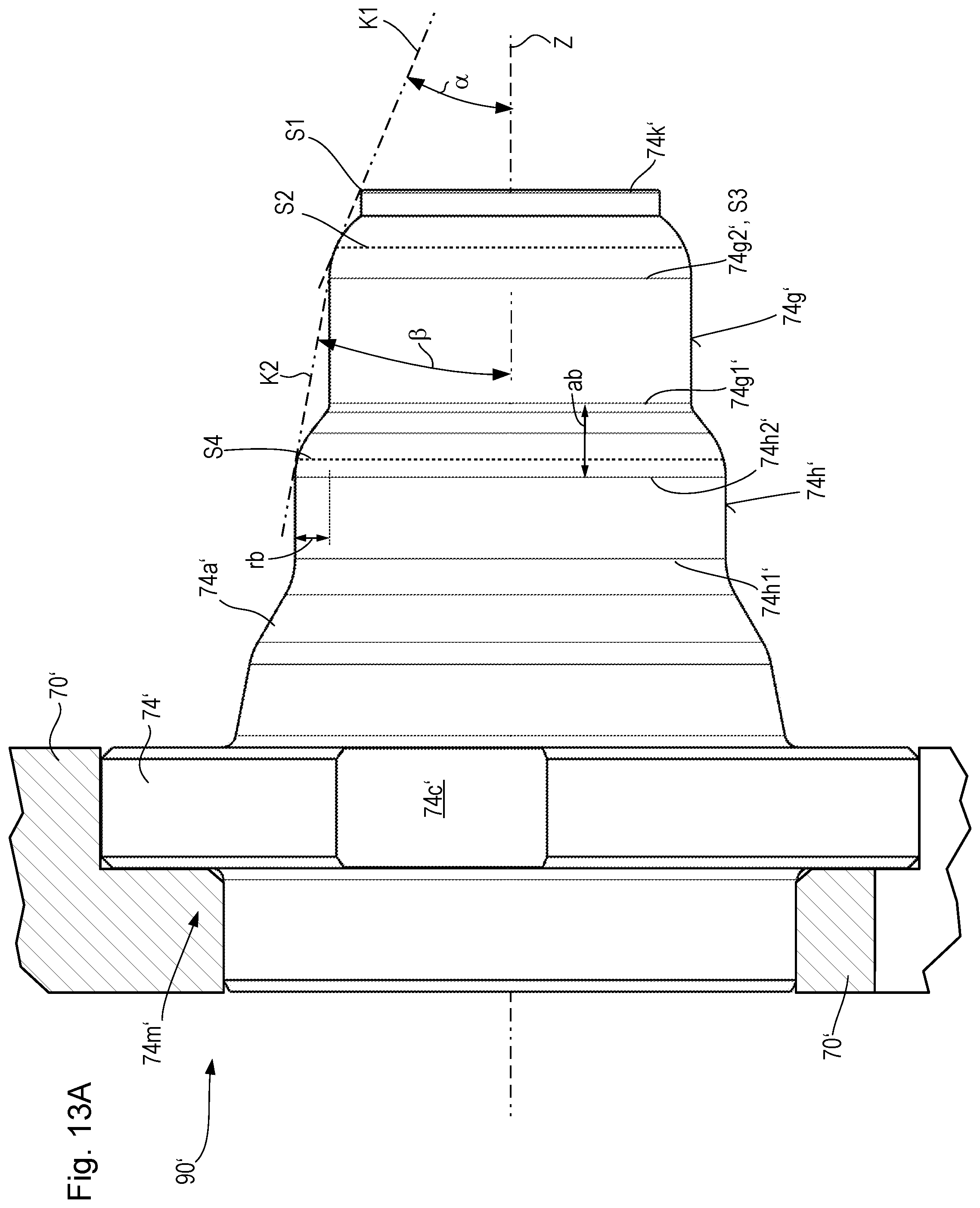 Patent US12139861 Figure 12 – Earth working machine having a rotatable working apparatus axially positionally retainable with high tightening torque by means of a central bolt arrangement, and method for establishing and releasing such retention