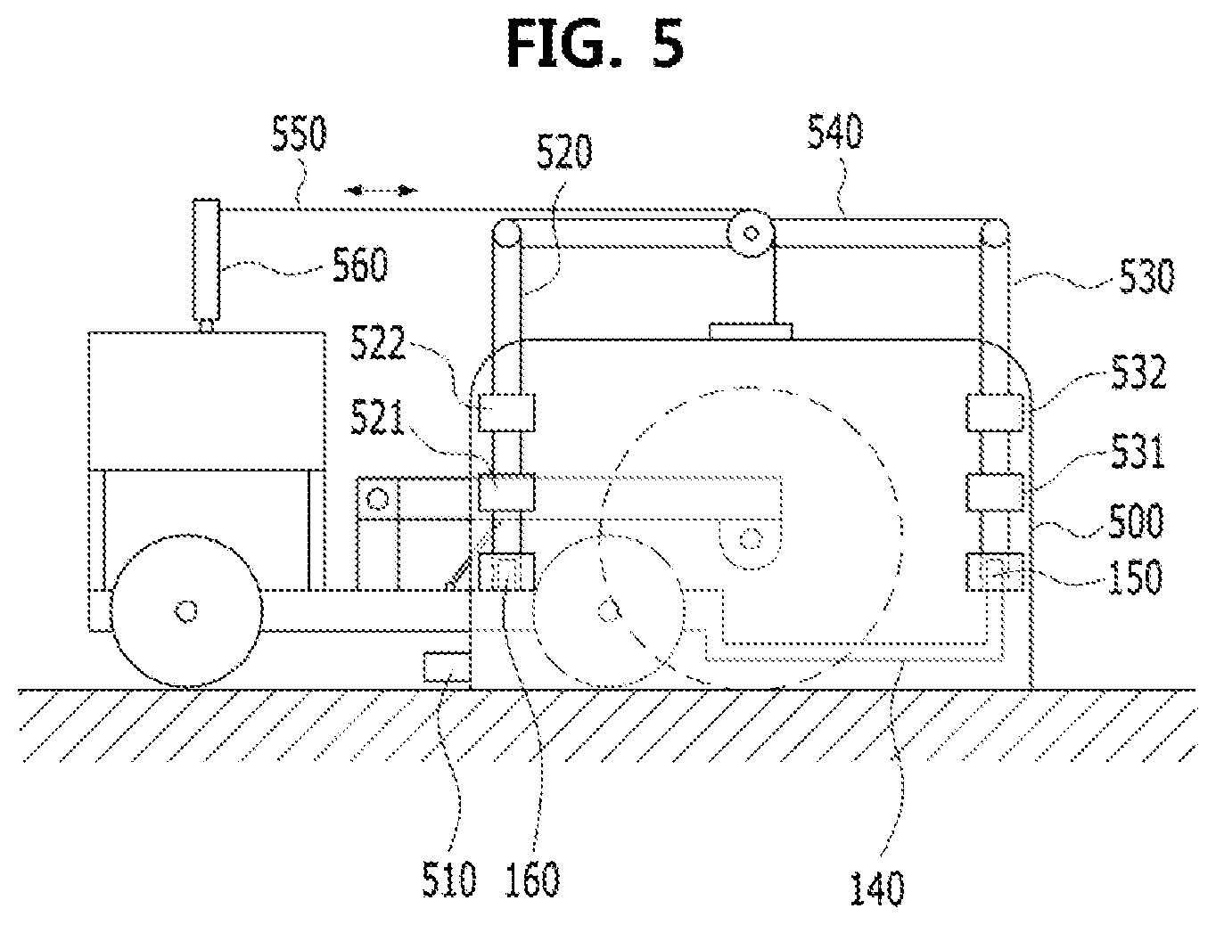 Patent US12139862 Figure 5 – Floor cutting machine having dust collection cover coupled thereto