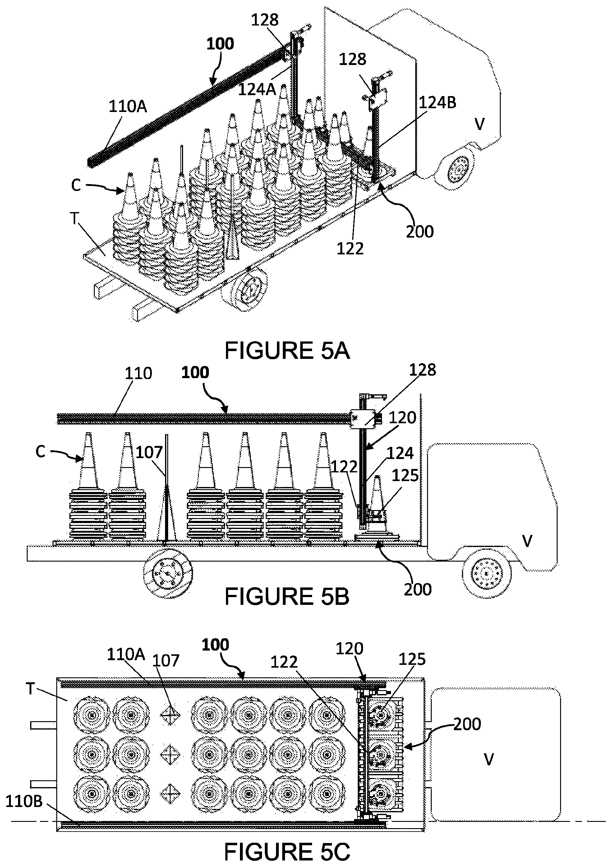 Patent US12139864 Figure 3 – Vehicle mounted system for deploying and retrieving traffic barriers