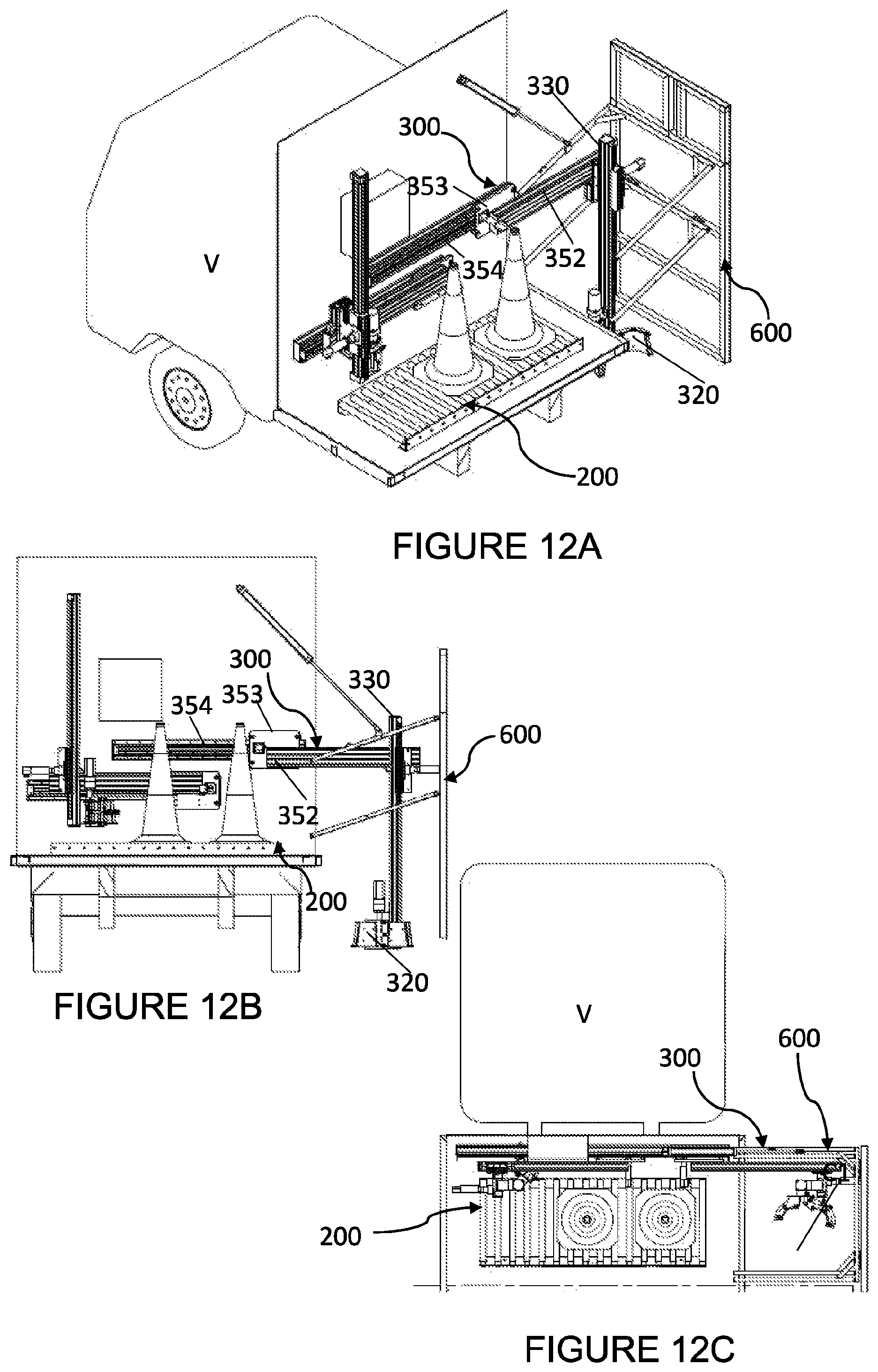 Patent US12139864 Figure 10 – Vehicle mounted system for deploying and retrieving traffic barriers