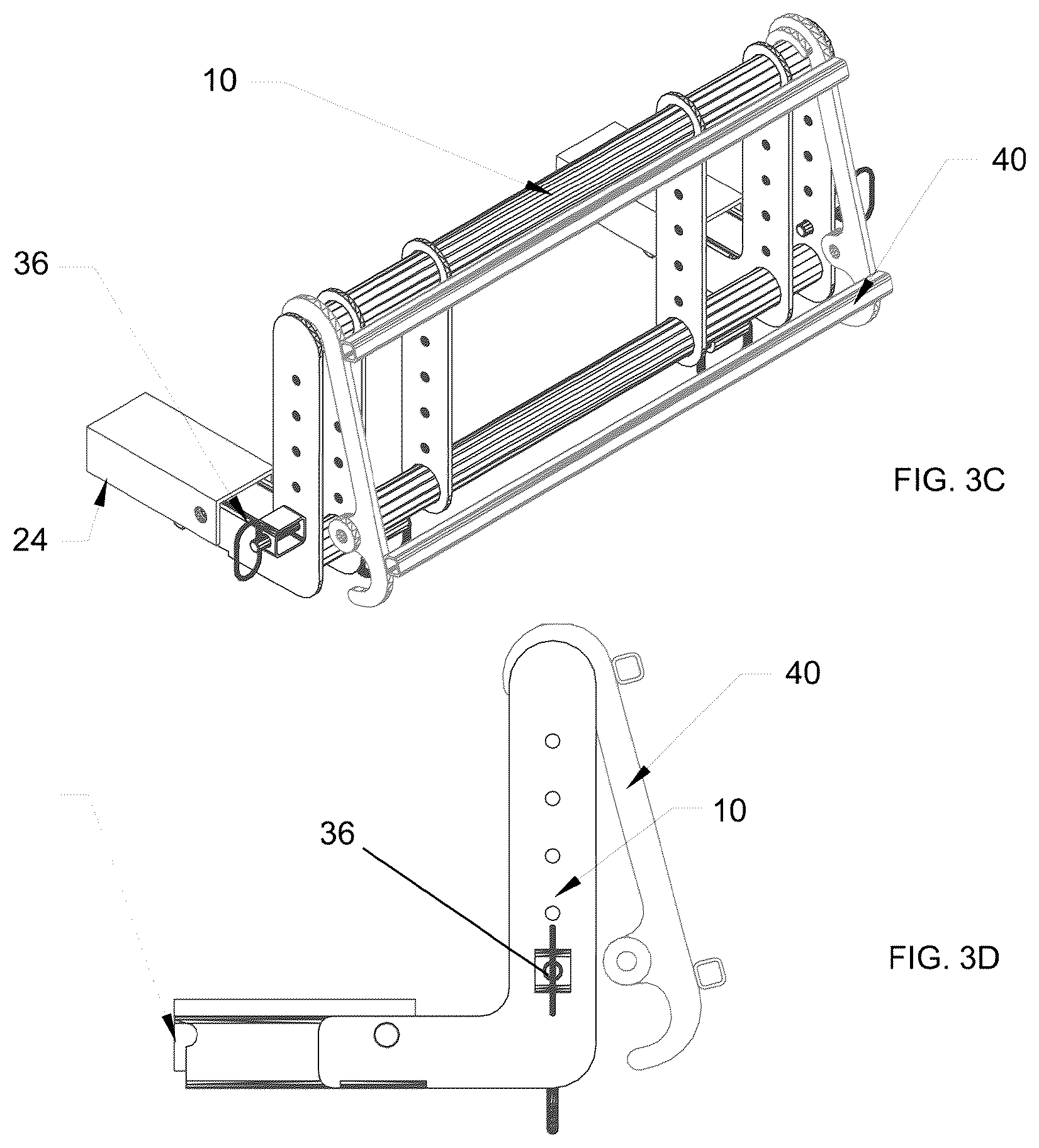 Patent US12139866 Figure 4 – Adapter assemblies and methods for mounting implements and accessories to passenger vehicles therewith