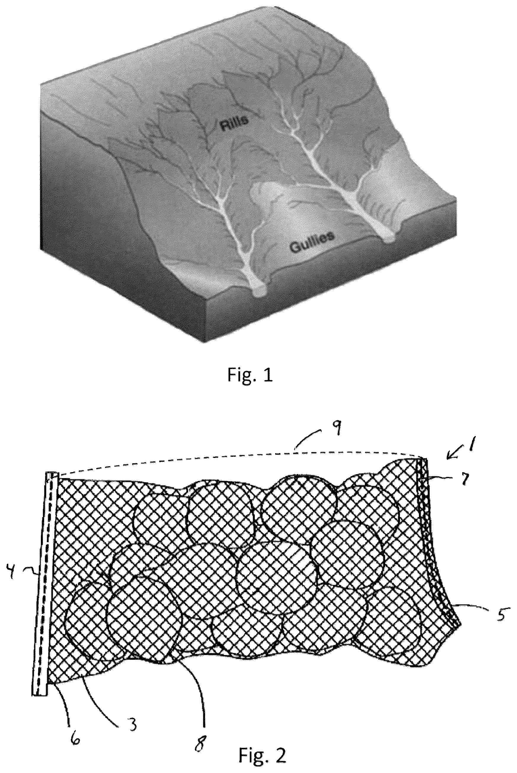 Patent US12139869 Figure 1 – Method for reducing erosion on hillsides
