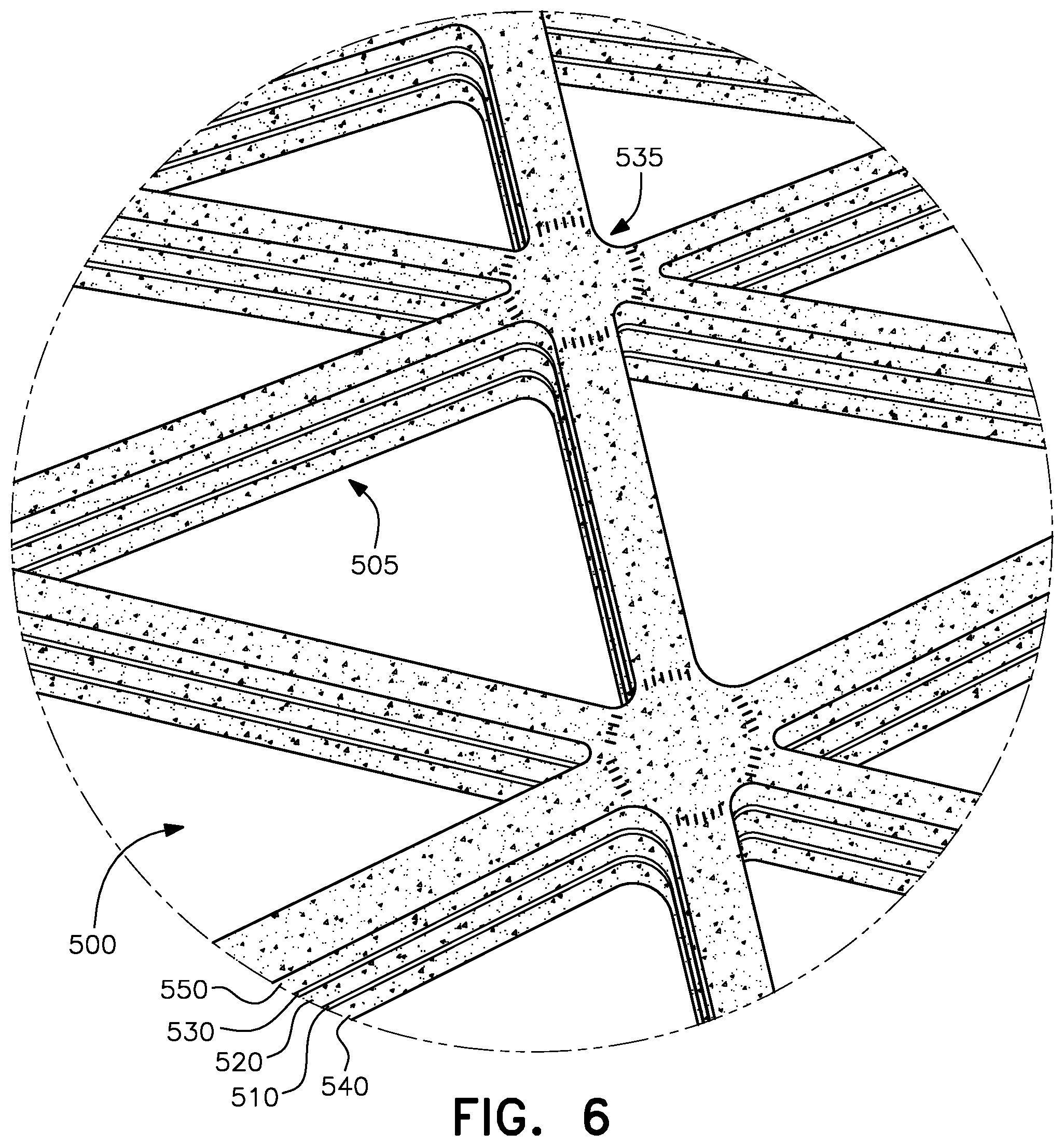 Patent US12139870 Figure 6 – Multilayer integral geogrids having a cellular layer structure, and methods of making and using same