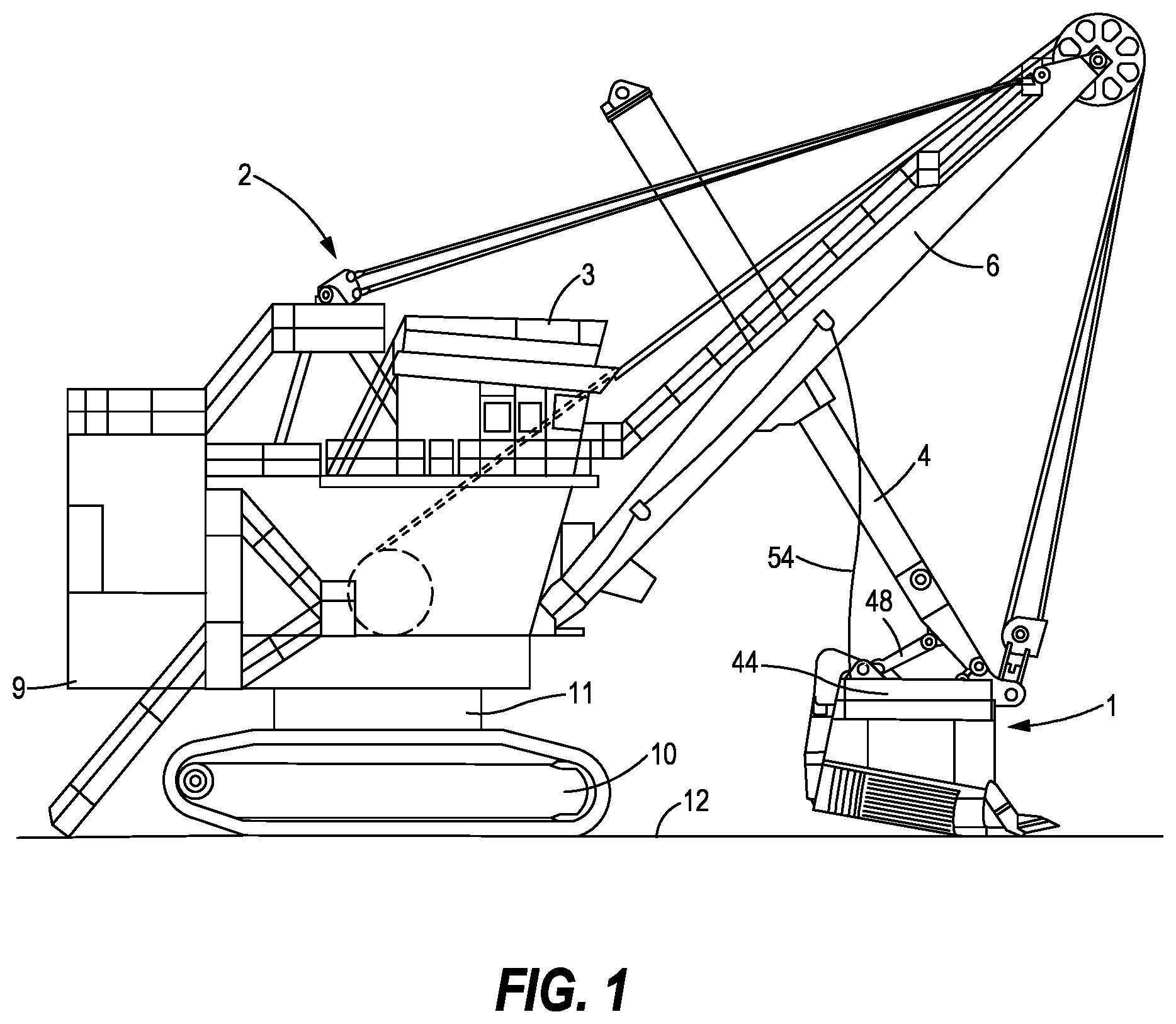 Patent US12139879 — Work machine dipper with improved dig and payload performance — Figure 1