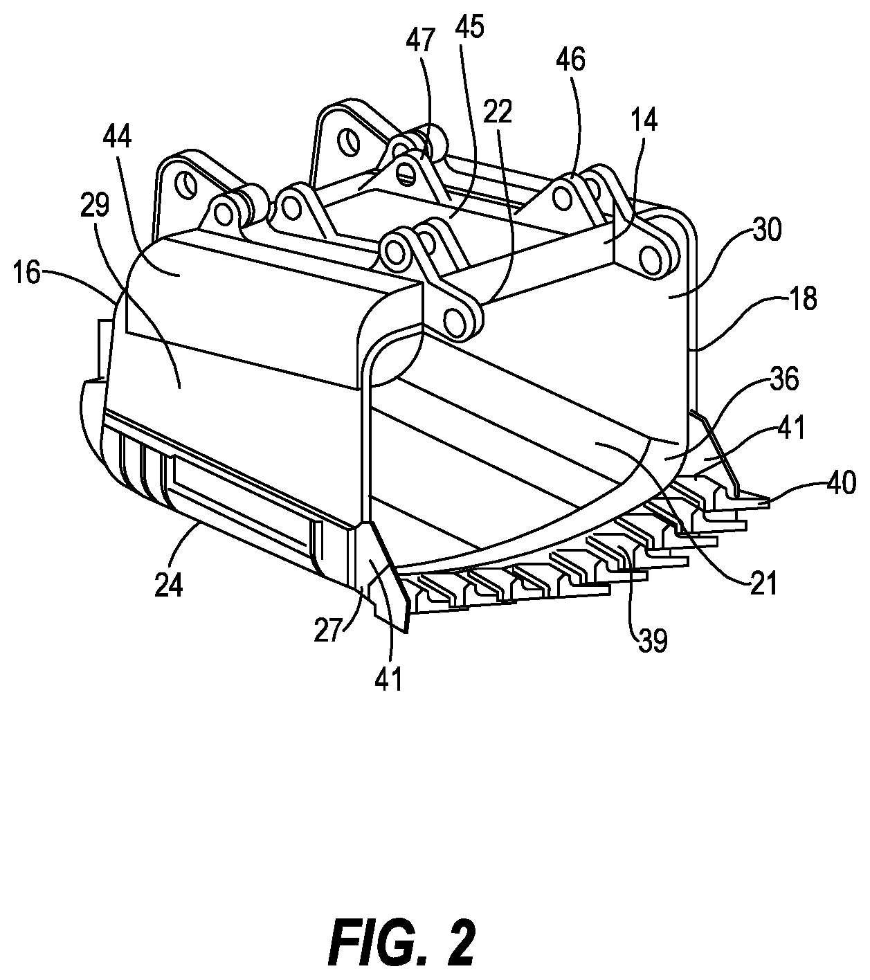 Patent US12139879 Figure 2 – Work machine dipper with improved dig and payload performance