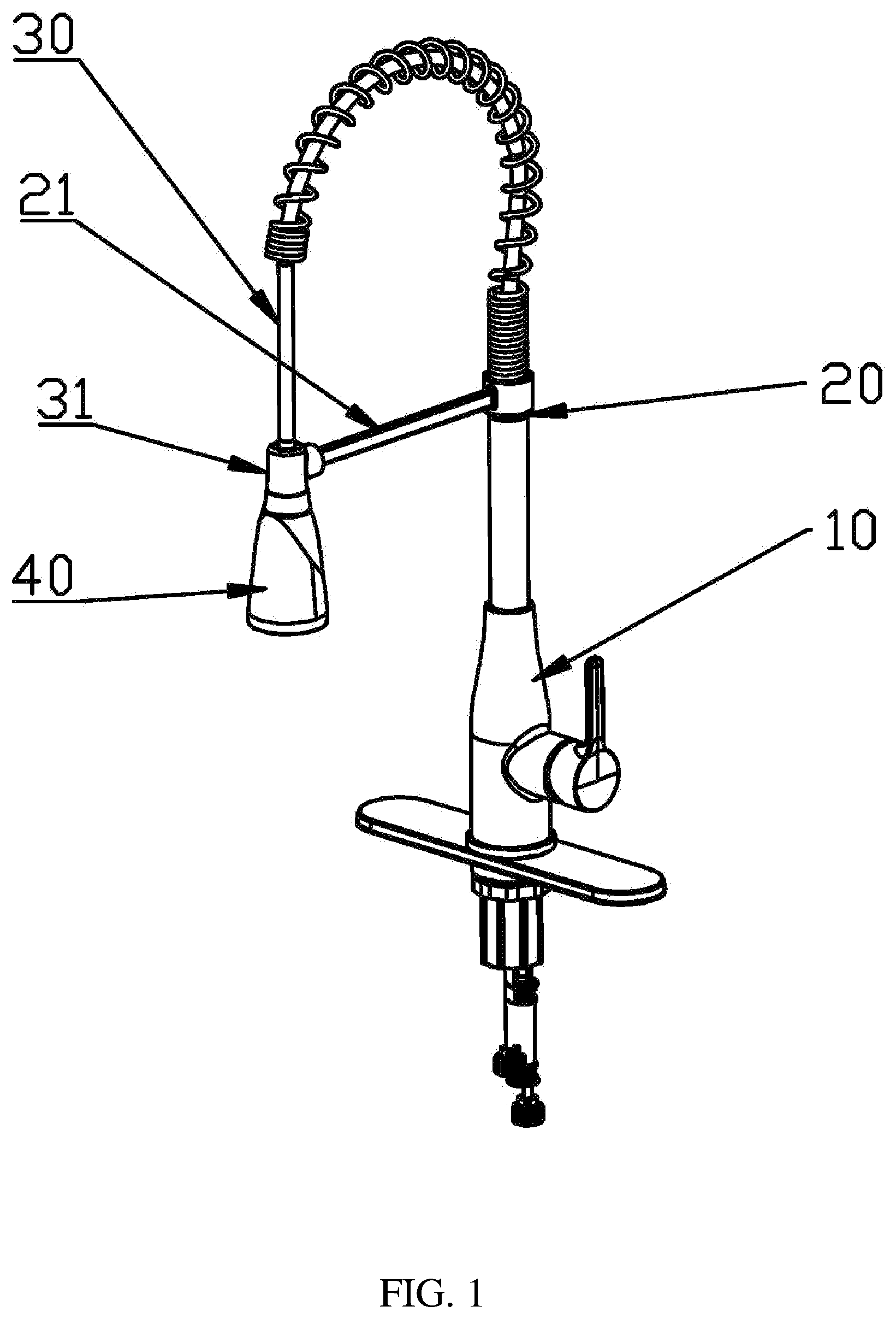 Patent US12139894 Figure 1 – Magnetic pull-out faucet