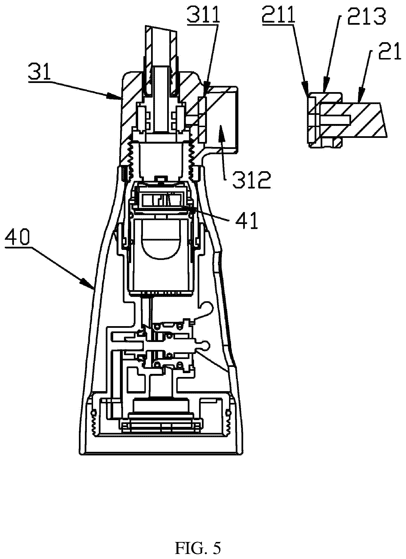 Patent US12139894 Figure 5 – Magnetic pull-out faucet