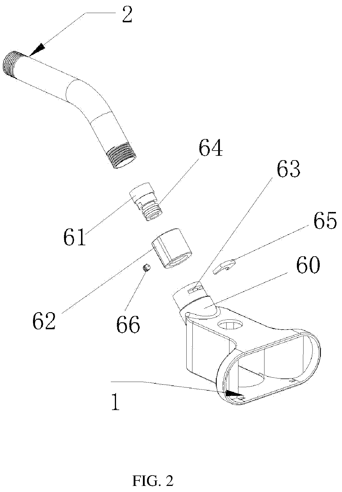 Patent US12139896 Figure 2 – Outlet water switching device with temperature display and shower system