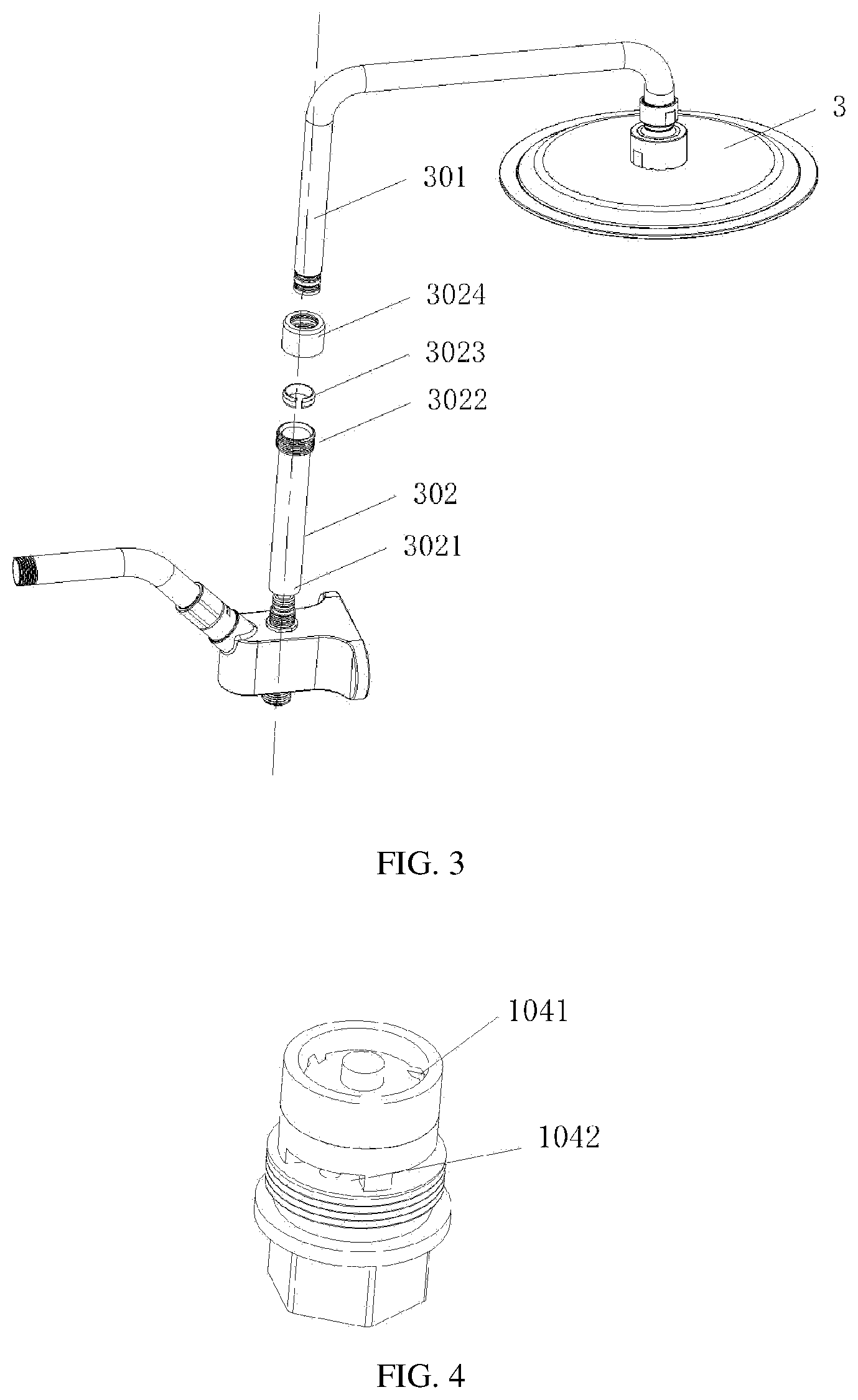 Patent US12139896 Figure 3 – Outlet water switching device with temperature display and shower system