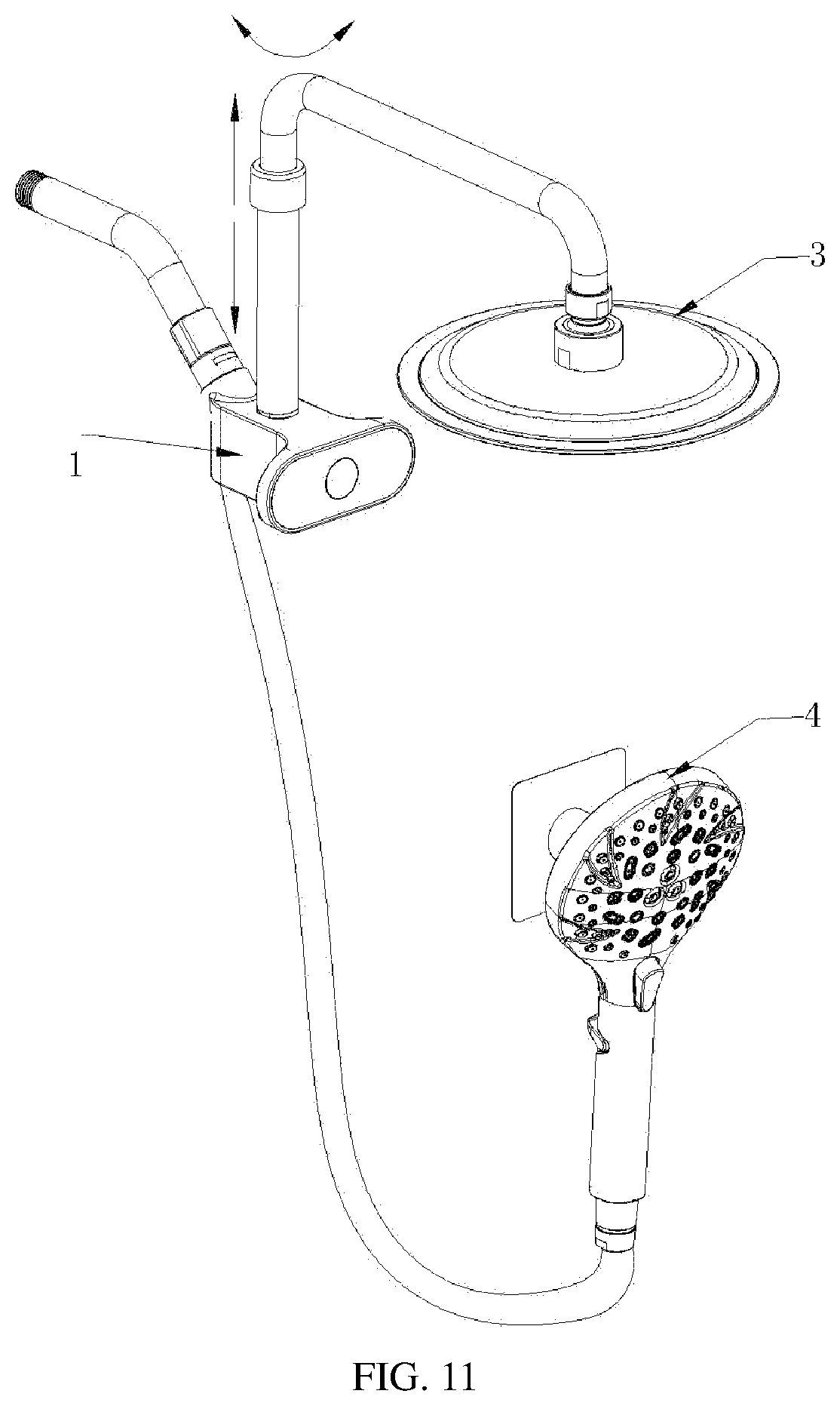 Patent US12139896 Figure 7 – Outlet water switching device with temperature display and shower system
