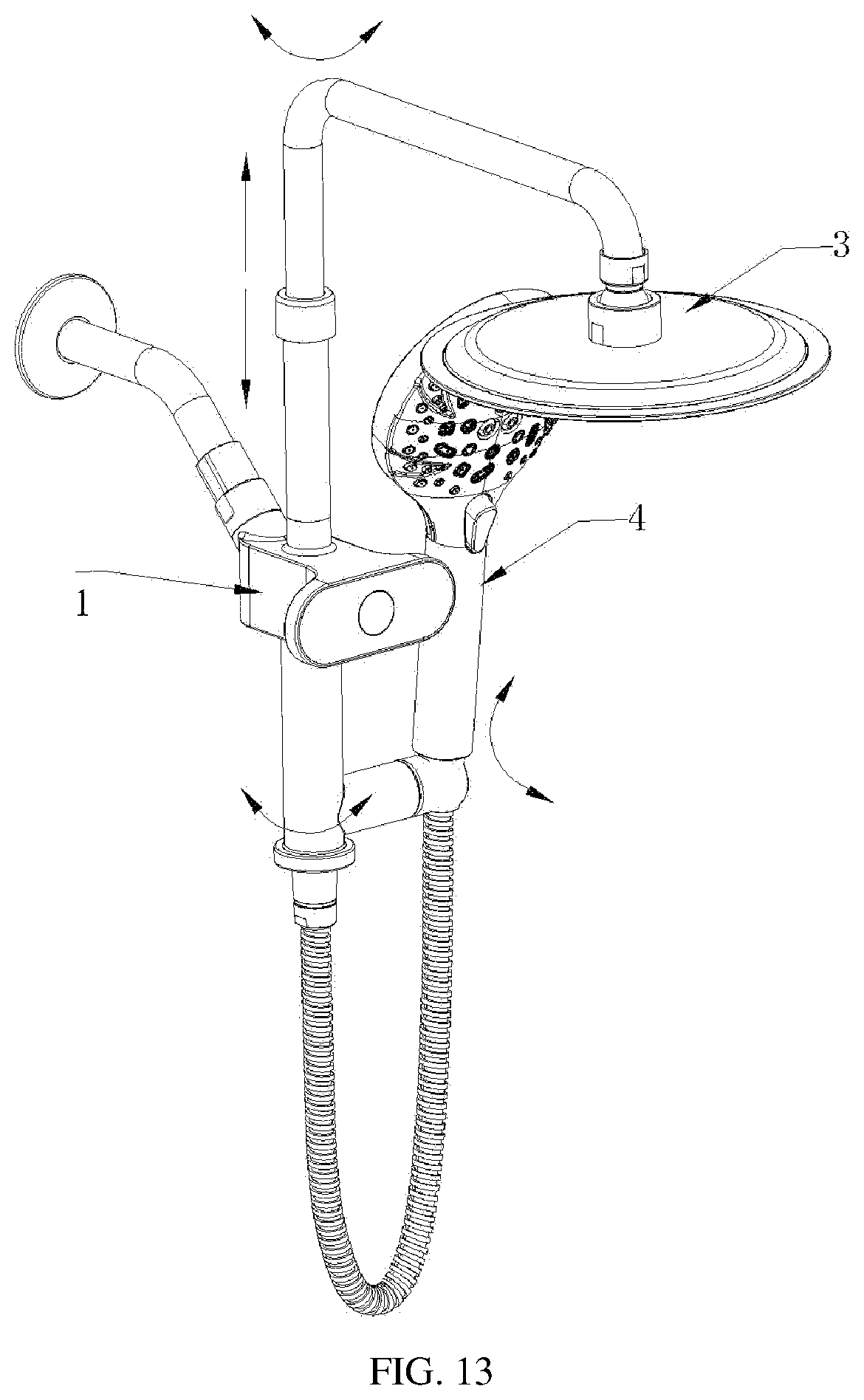 Patent US12139896 Figure 9 – Outlet water switching device with temperature display and shower system