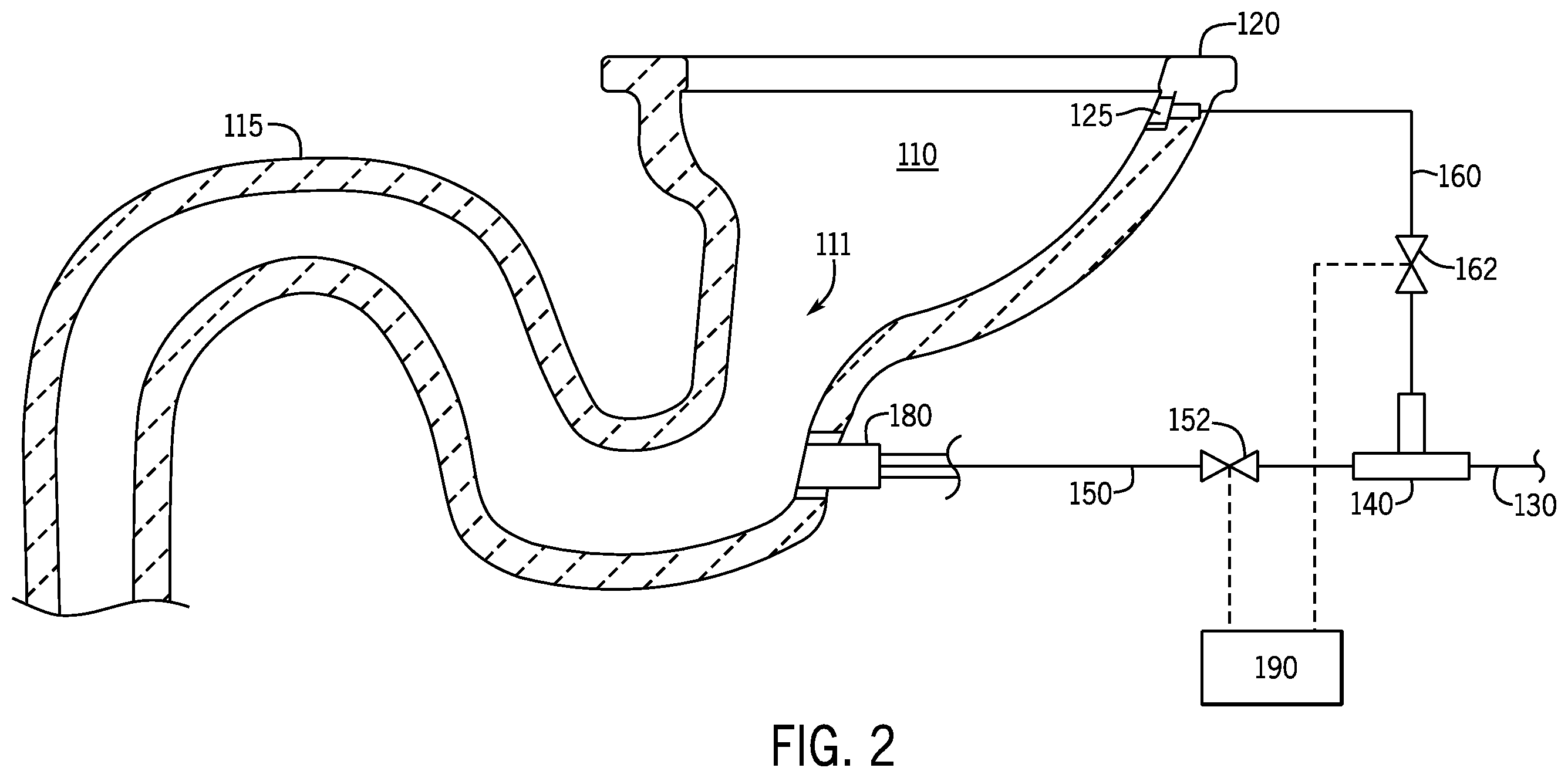 Patent US12139899 Figure 2 – Line pressure-driven, tankless, siphonic toilet