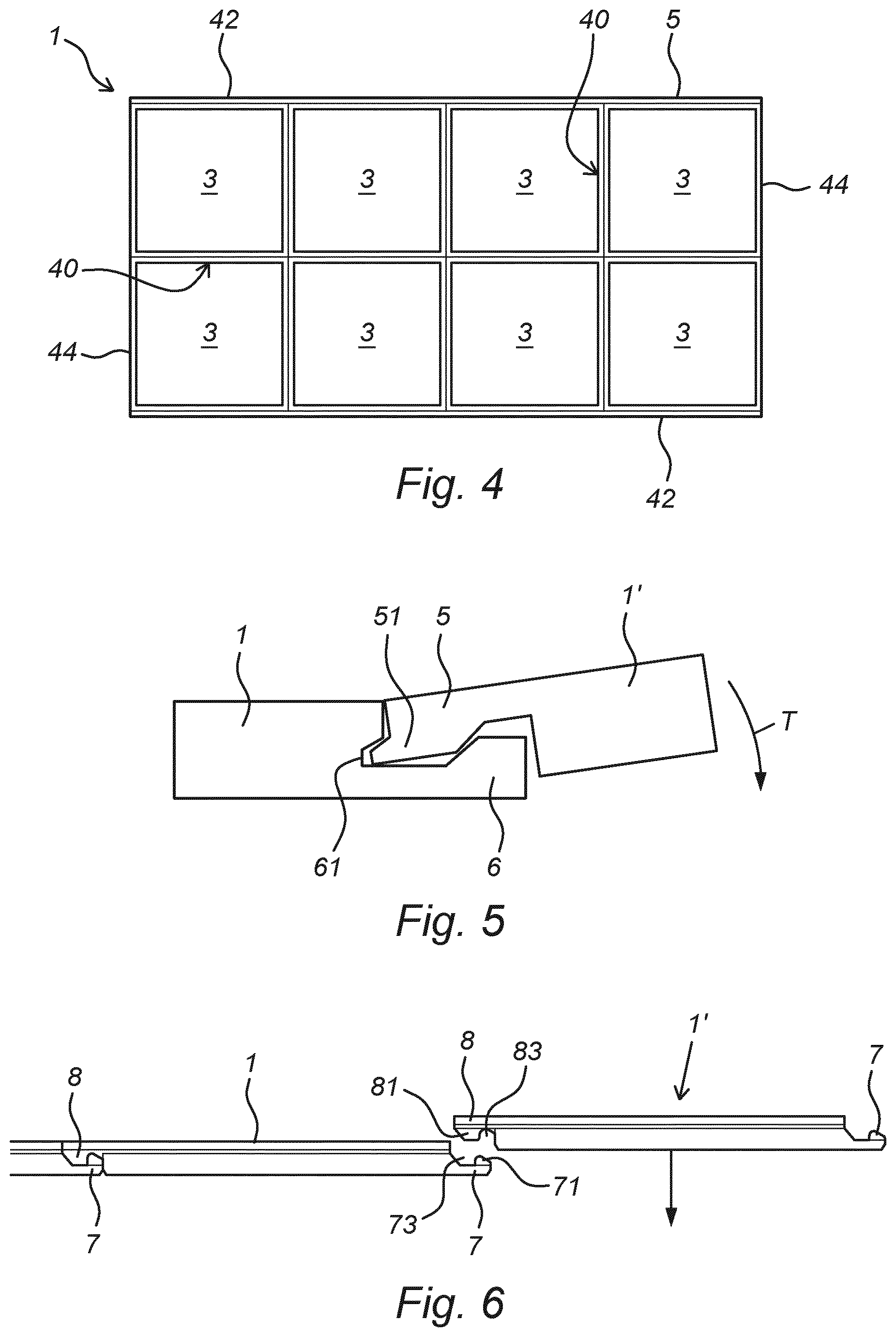 Patent US12139917 Figure 2 – Tile panel, and a surface covering constructed by a multitude of neighbouring tile panels