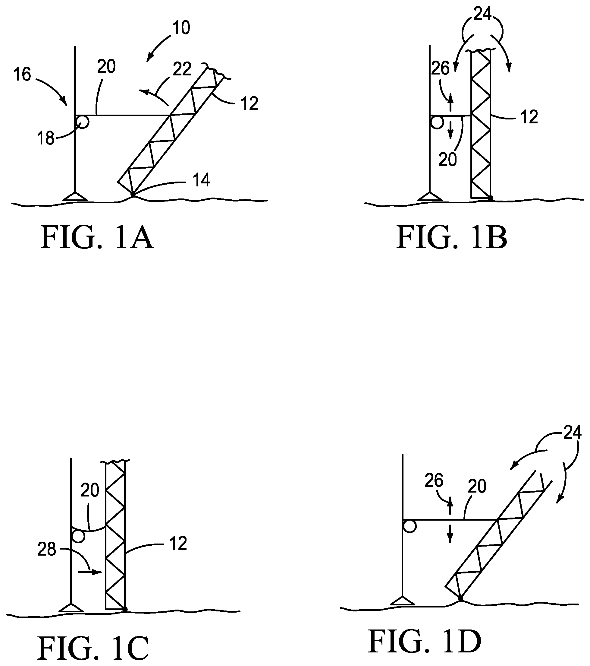 Patent US12139922 Figure 1 – Antenna tower construction/deconstruction stability assemblies and methods