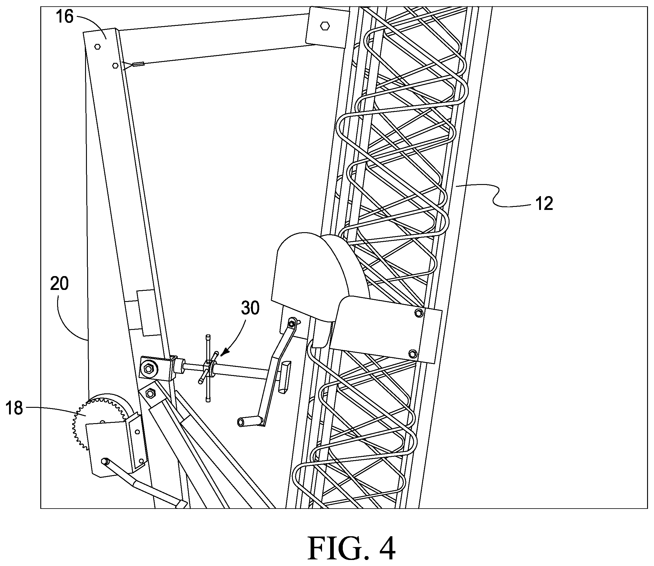 Patent US12139922 Figure 4 – Antenna tower construction/deconstruction stability assemblies and methods
