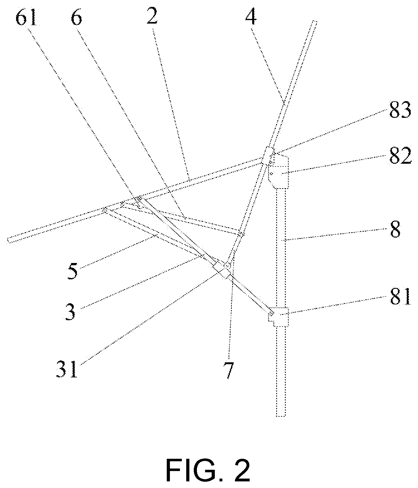 Patent US12139926 Figure 2 – Folding tent eave automatically-overhanging structure applicable to eave overhanging rods in various lengths