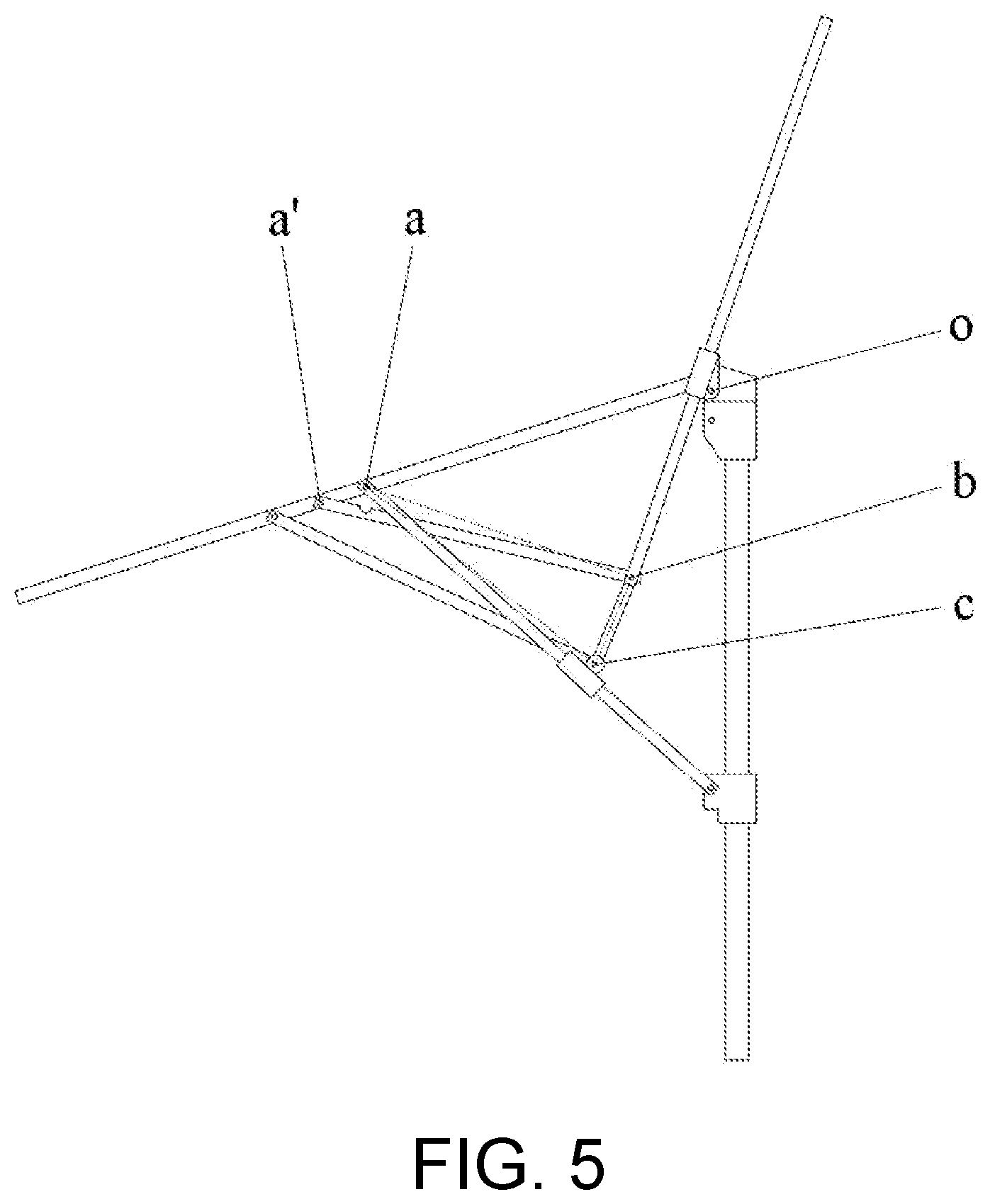 Patent US12139926 Figure 5 – Folding tent eave automatically-overhanging structure applicable to eave overhanging rods in various lengths