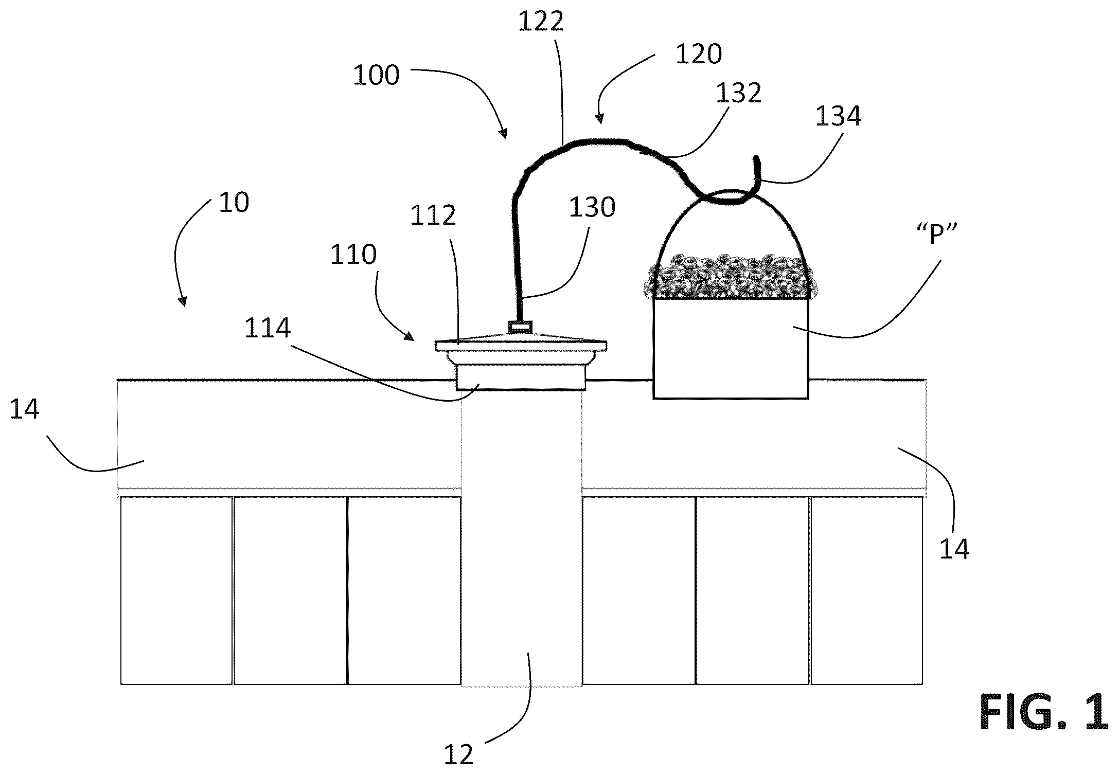 Patent US12139928 Figure 1 – Fence post cap assembly with hanger and fence system incorporating the same
