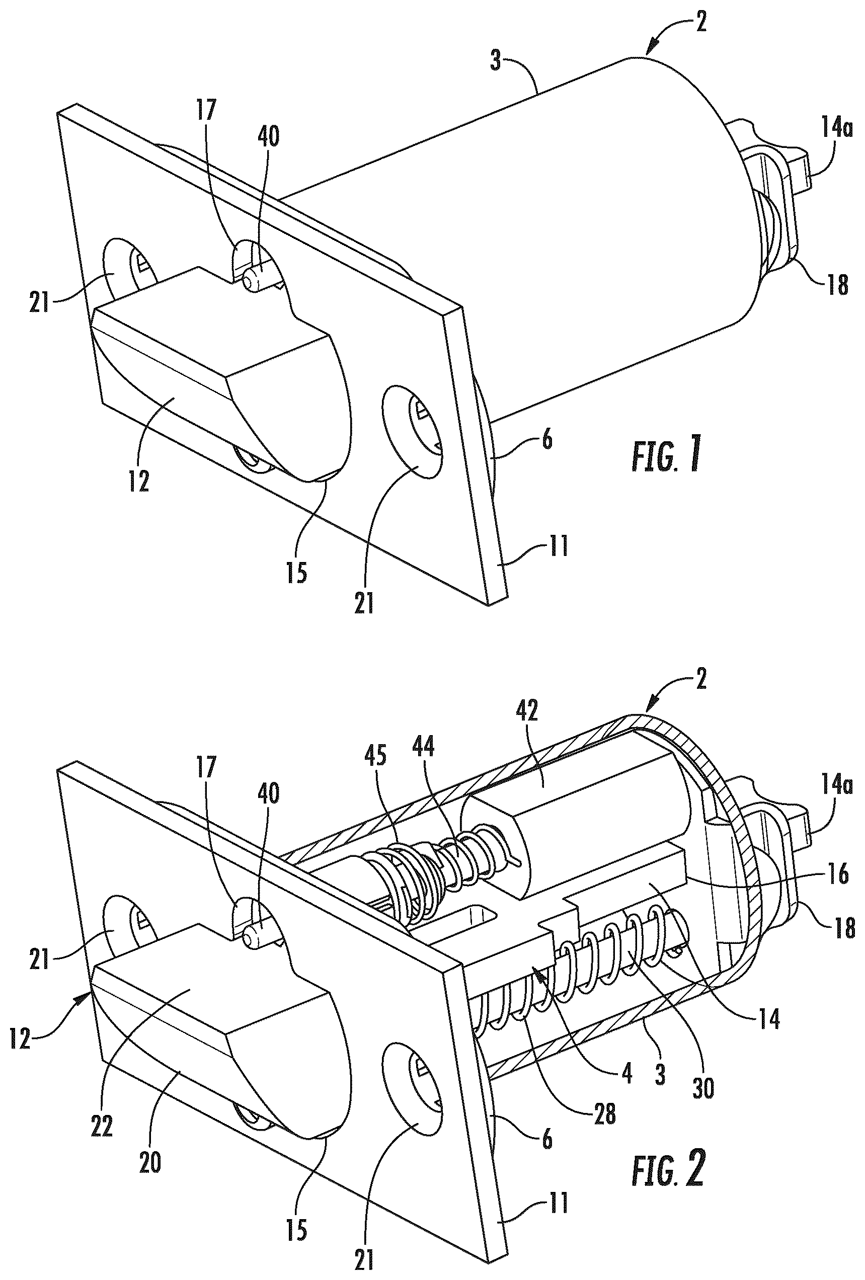 Patent US12139935 Figure 1 – Lock with a lockable push-through latch