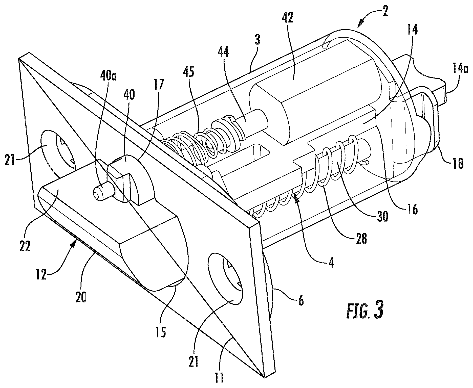 Patent US12139935 Figure 2 – Lock with a lockable push-through latch