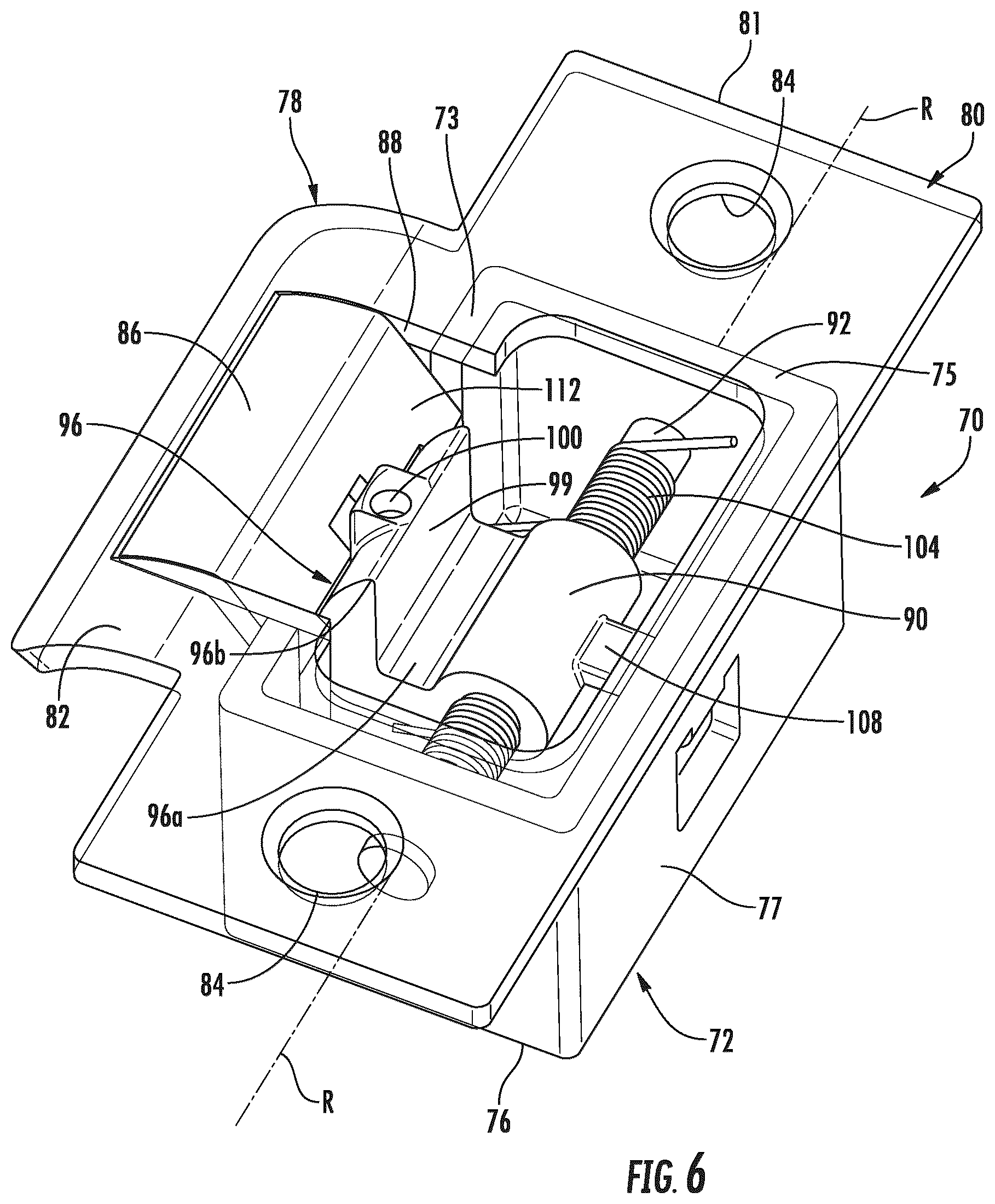 Patent US12139935 Figure 5 – Lock with a lockable push-through latch