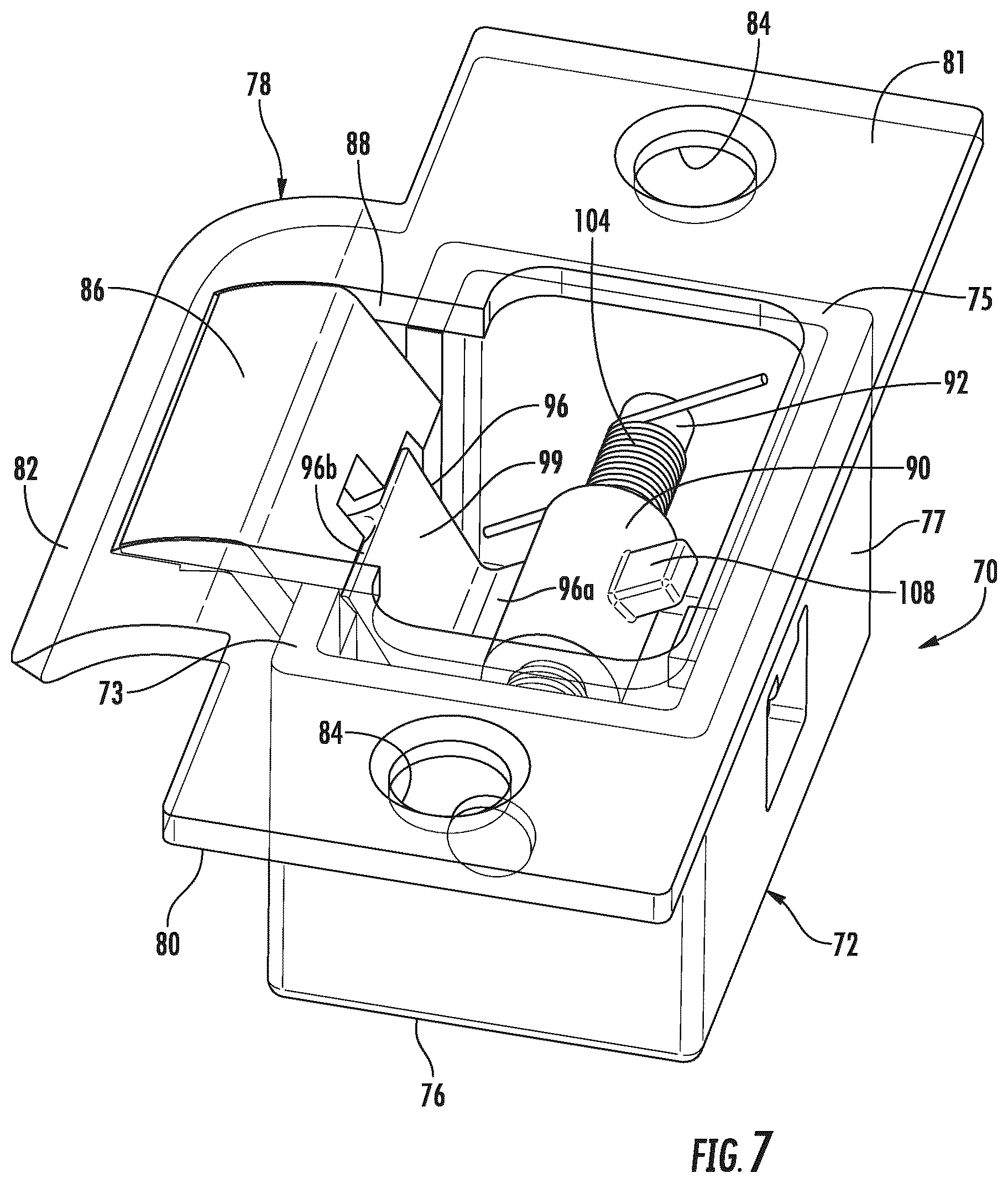 Patent US12139935 Figure 6 – Lock with a lockable push-through latch