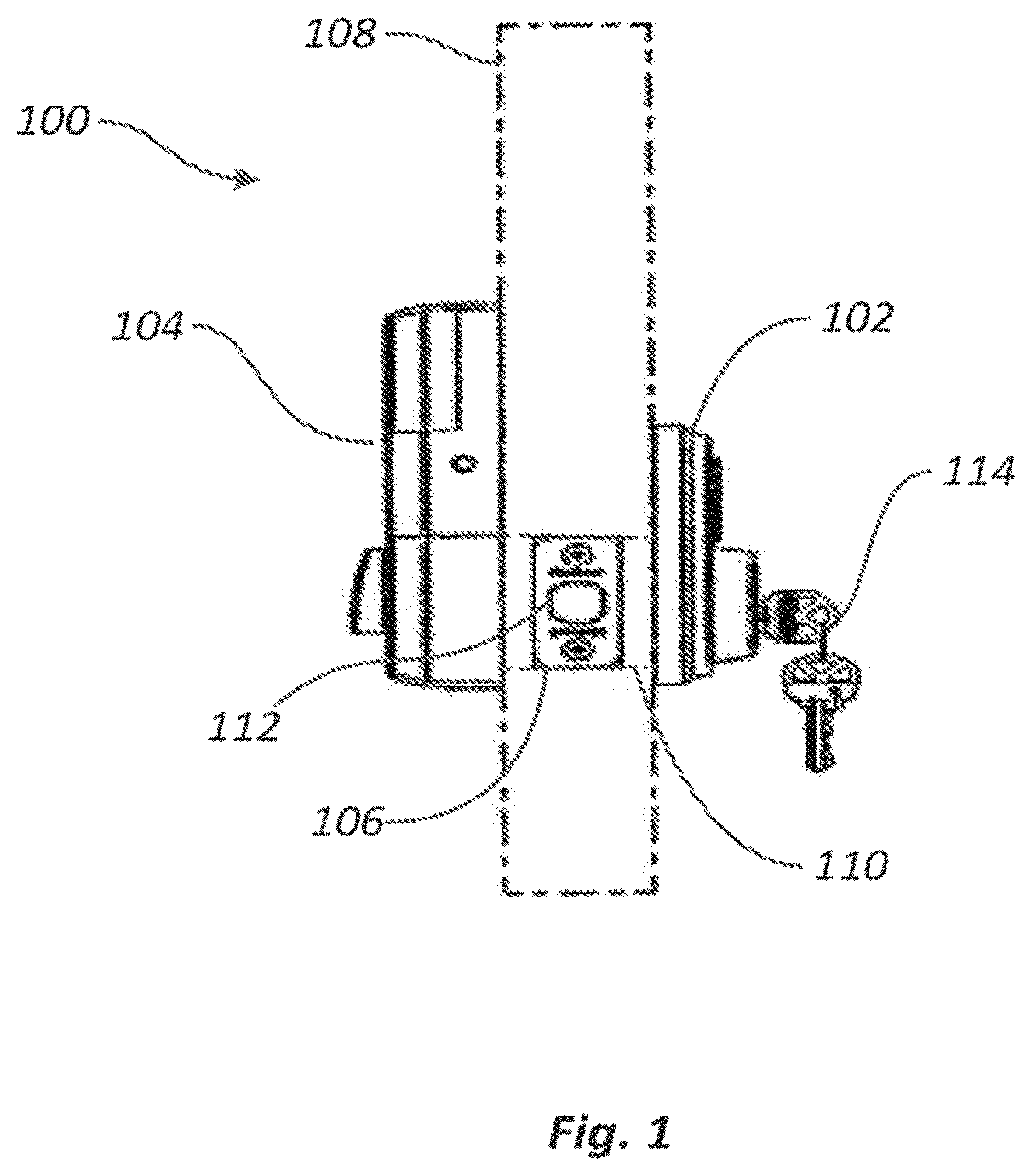 Patent US12139936 Figure 1 – Electronic lock with wireless exterior to interior door communication