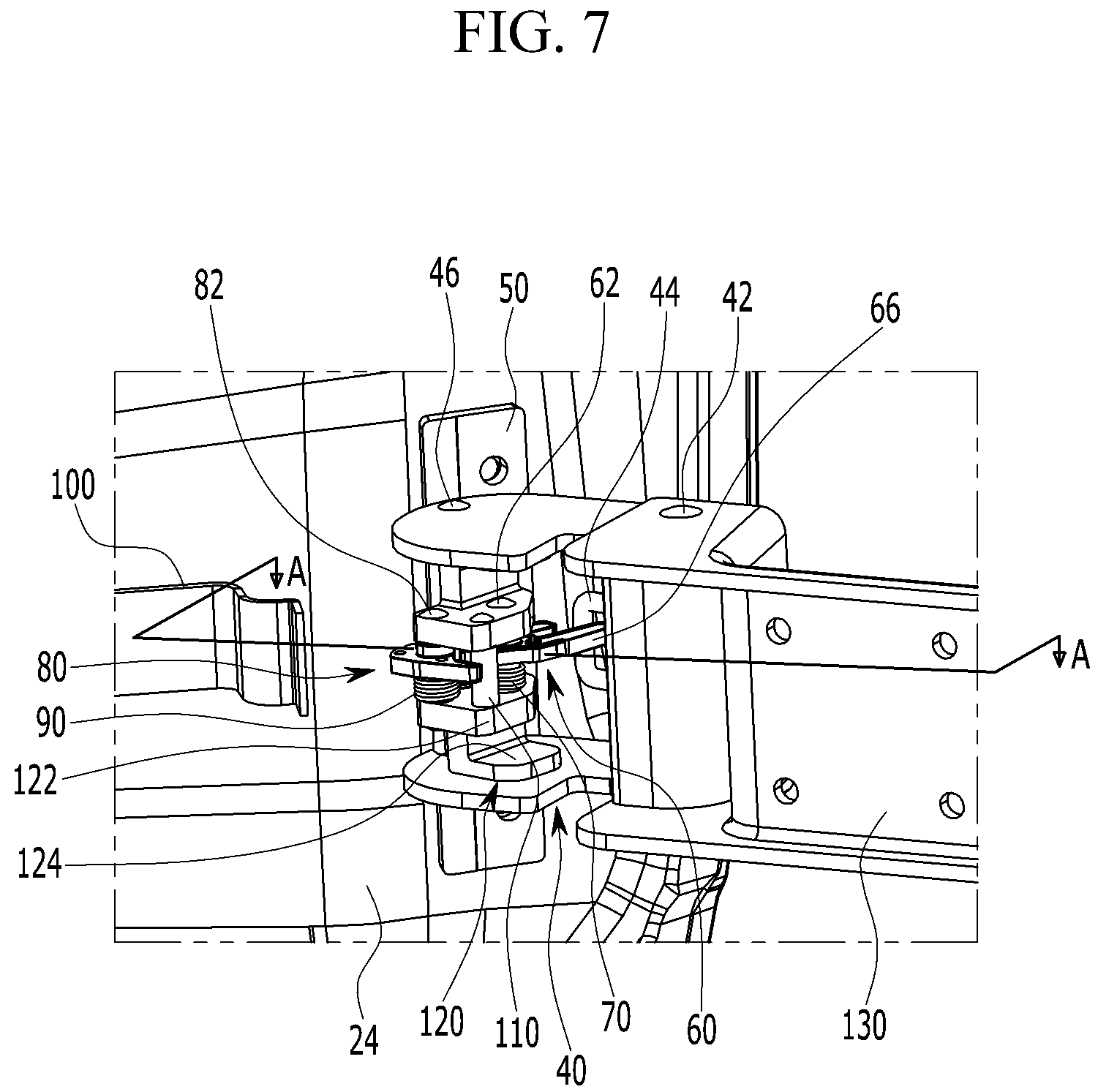 Patent US12139947 Figure 7 – Door connection structure