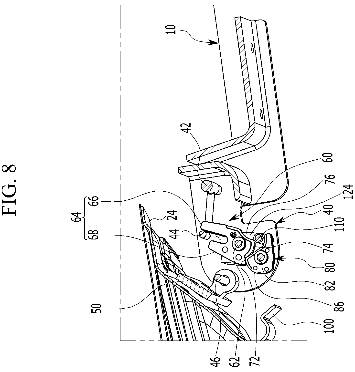 Patent US12139947 Figure 8 – Door connection structure