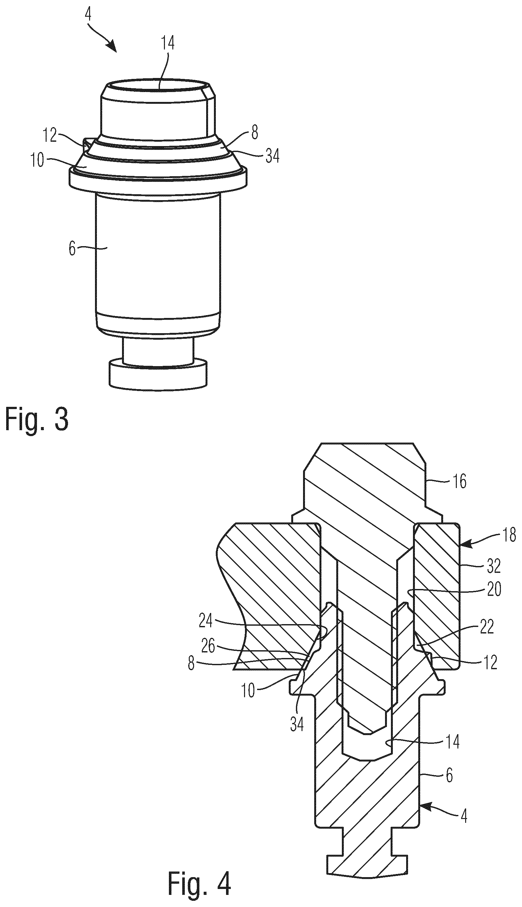 Patent US12139950 Figure 2 – Threaded bolt, and hinge assembly comprising such a threaded bolt