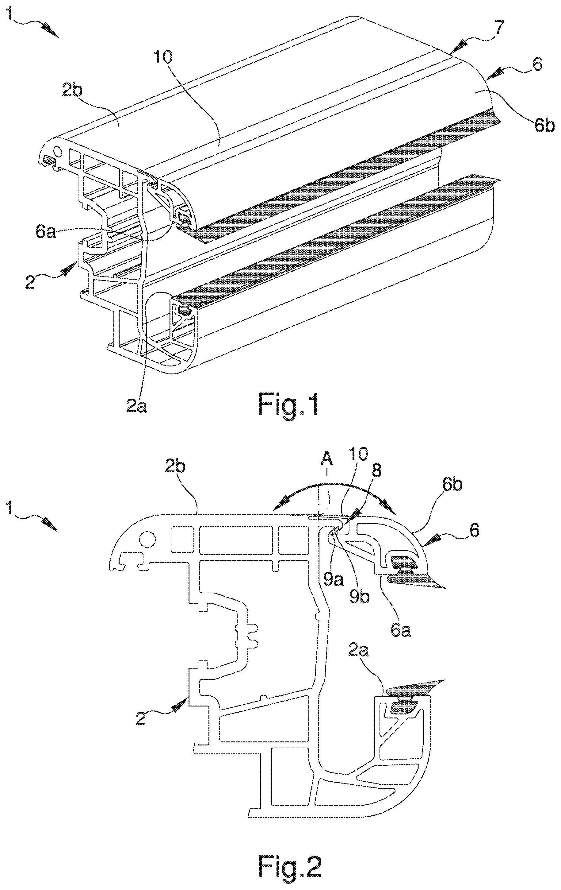 Patent US12139962 Figure 1 – Profiled element for doors/windows made of plastic material, in particular PVC