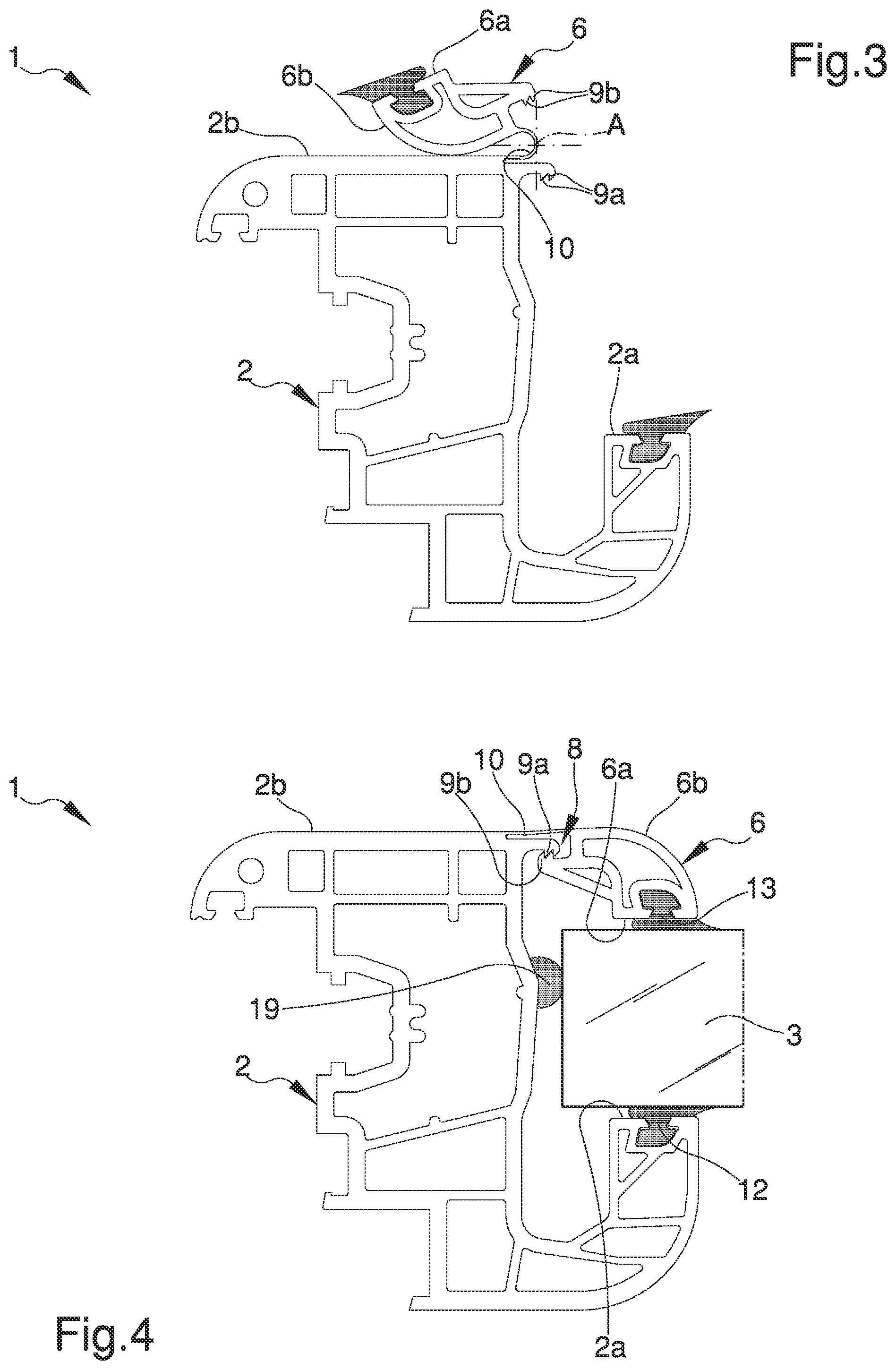 Patent US12139962 Figure 2 – Profiled element for doors/windows made of plastic material, in particular PVC