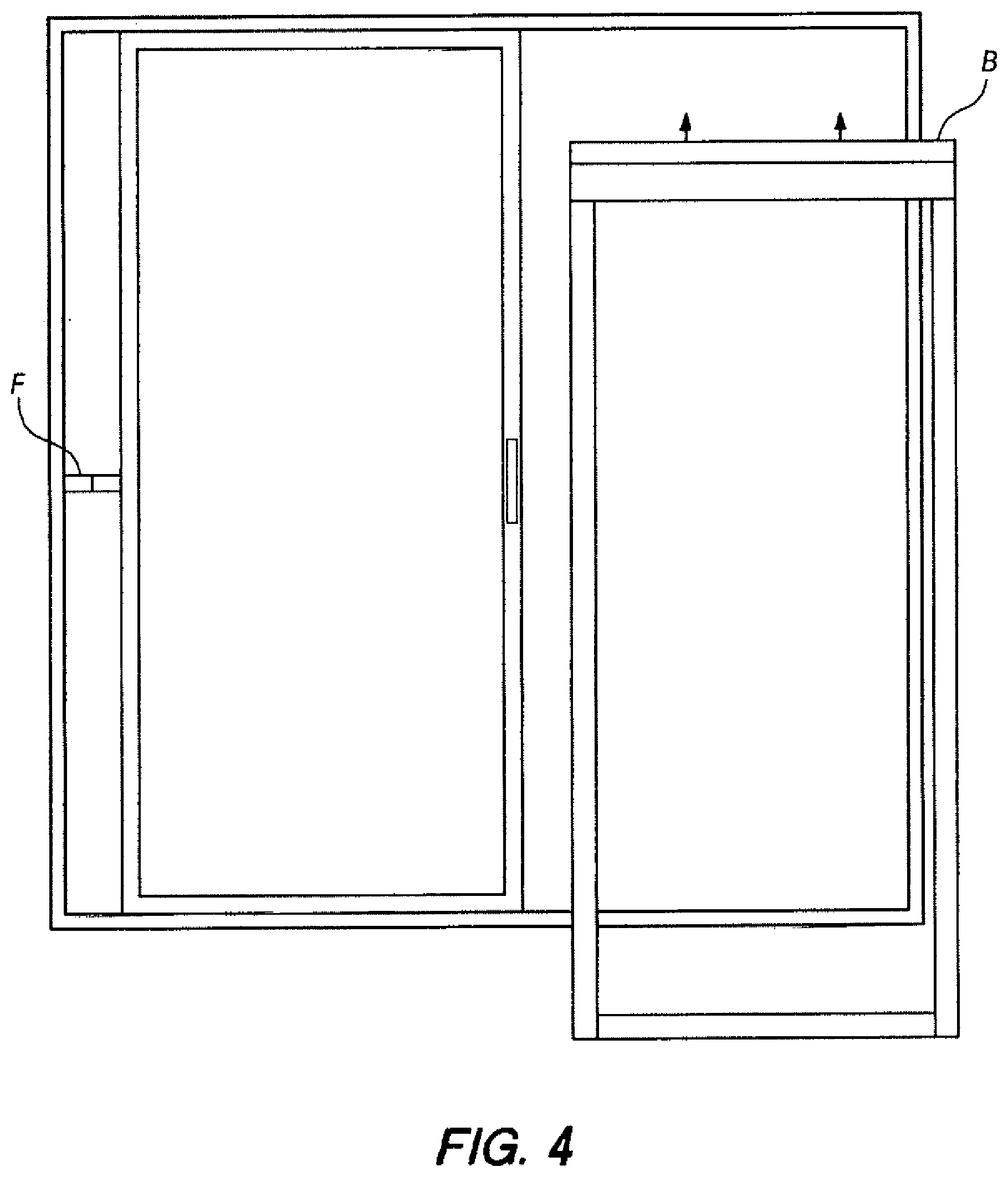 Patent US12139965 Figure 4 – Pet door insert for sliding doors