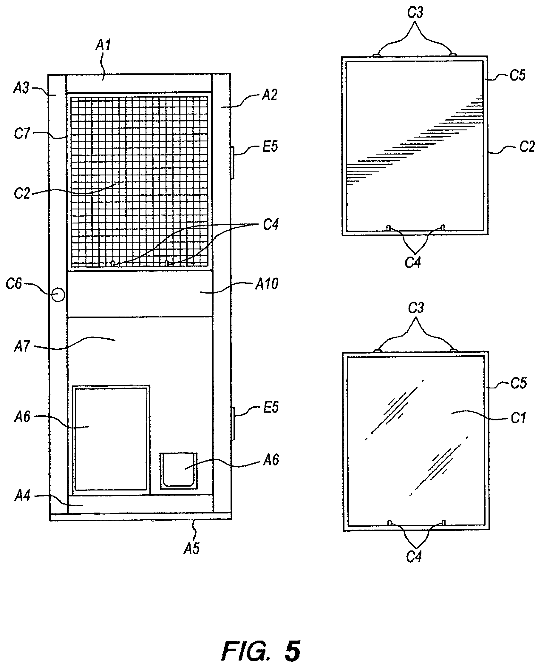 Patent US12139965 Figure 5 – Pet door insert for sliding doors