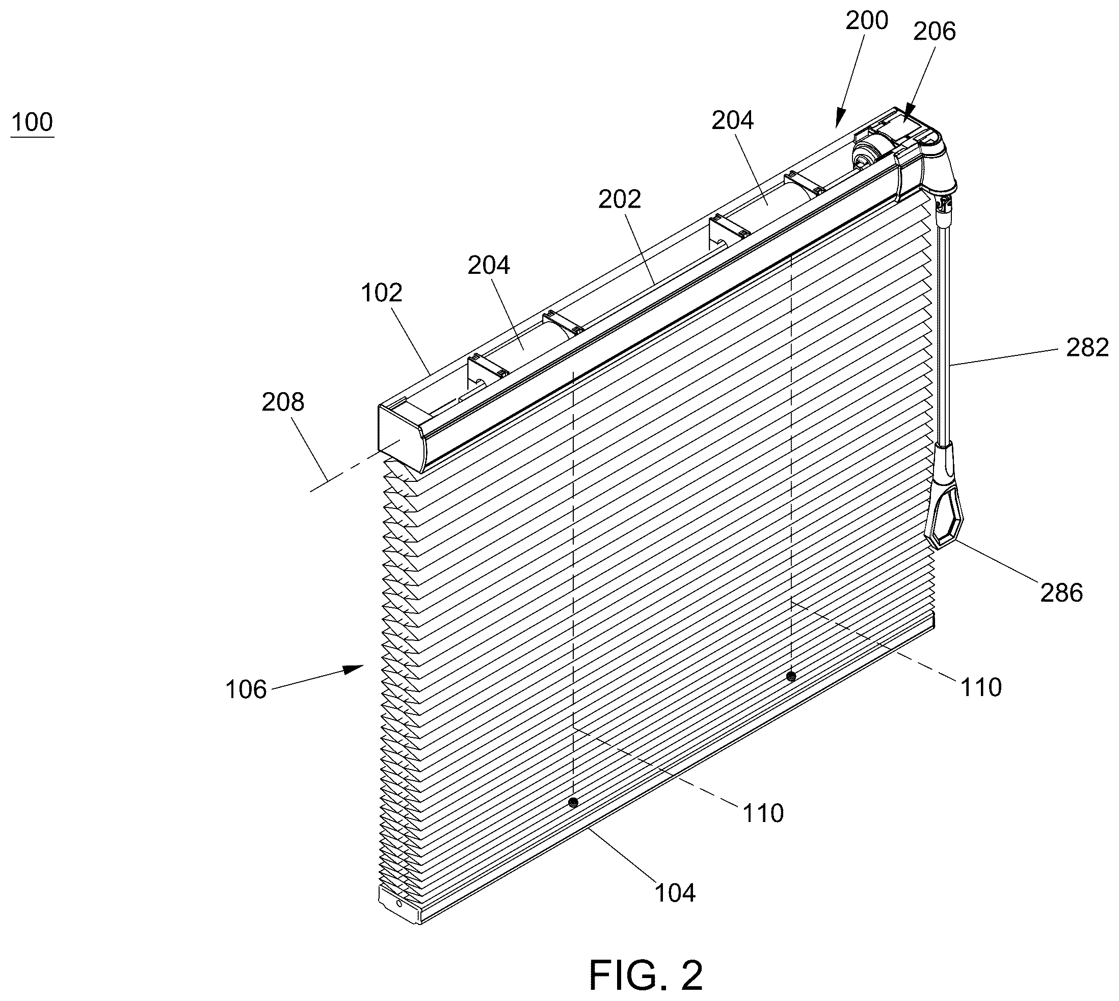 Patent US12139966 Figure 2 – Window shade and actuating system thereof